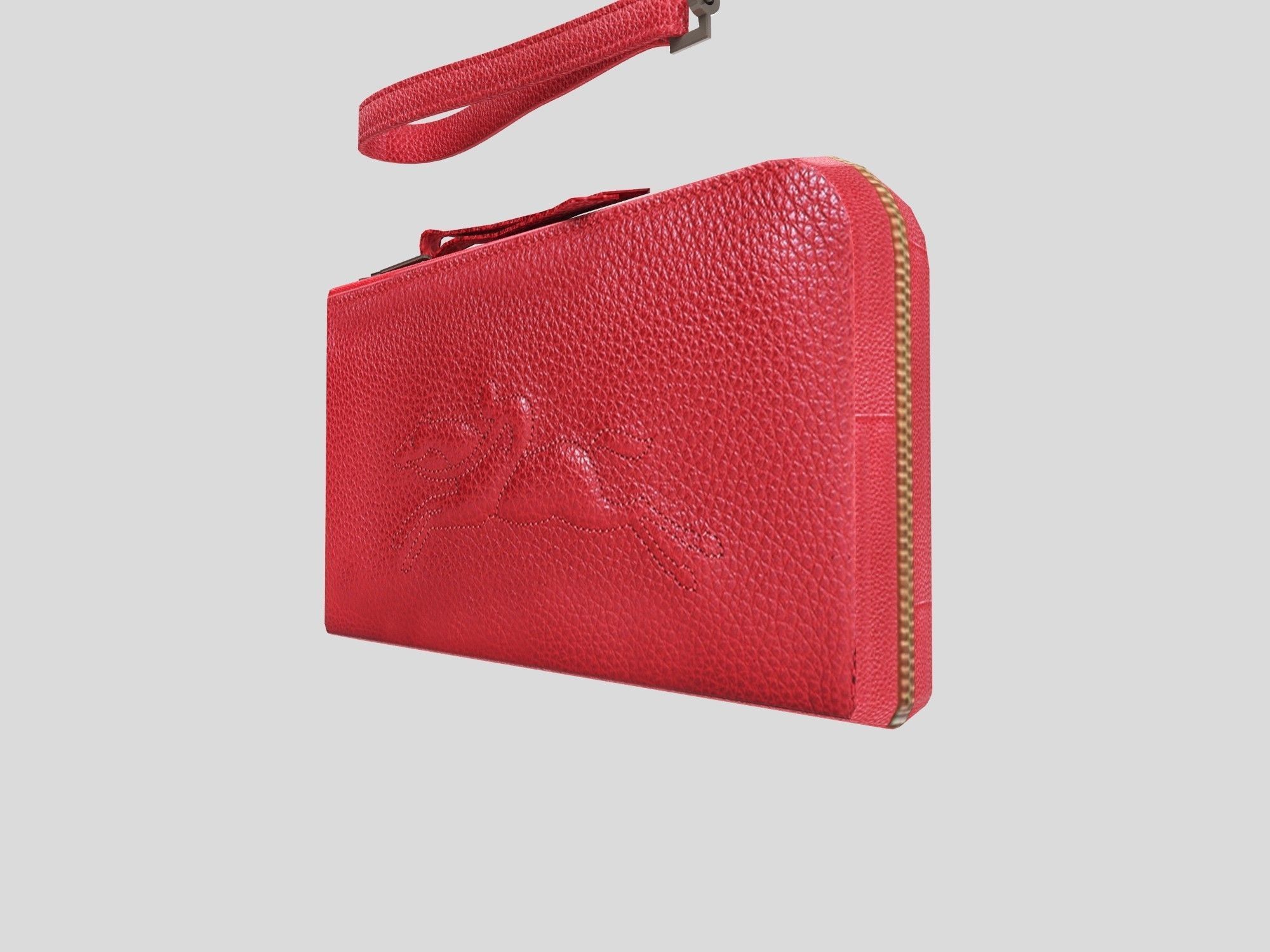 Wallet - Red leather 2 Longchamp low poly Low-poly 3D model_4