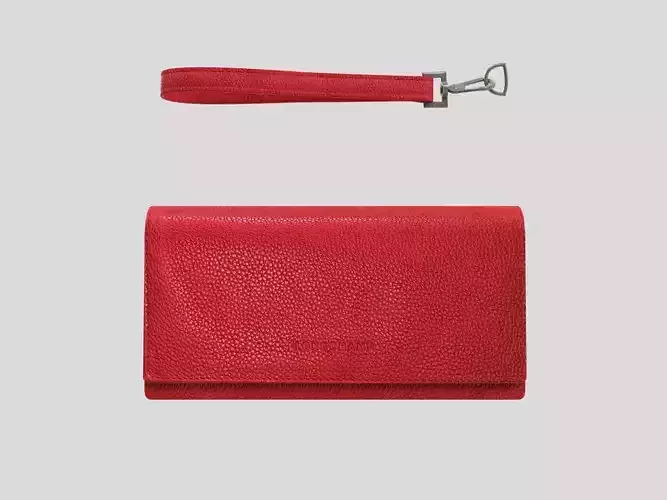 Wallet - Red Leather Longchamp low poly