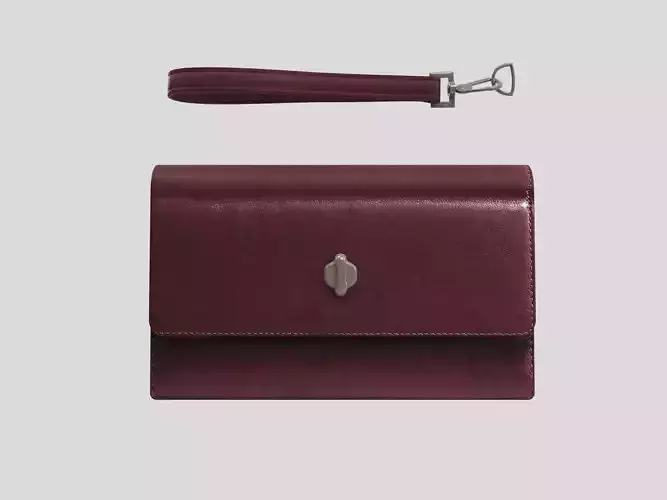 Wallet - burgundy-brown leather low poly