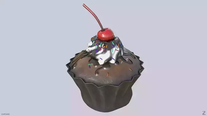 Cupcake Low-poly 3D model