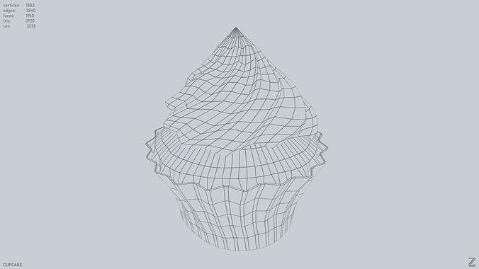 Cupcake Low-poly 3D model 3