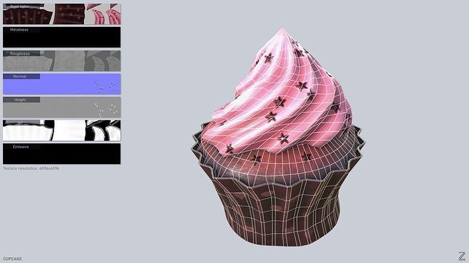 Cupcake Low-poly 3D model 2