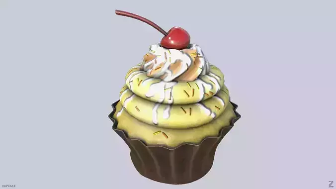 Cupcake Low-poly 3D model
