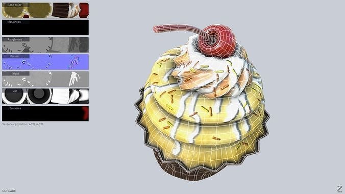 Cupcake Low-poly 3D model 2