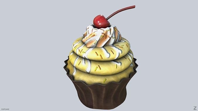 Cupcake Low-poly 3D model 6