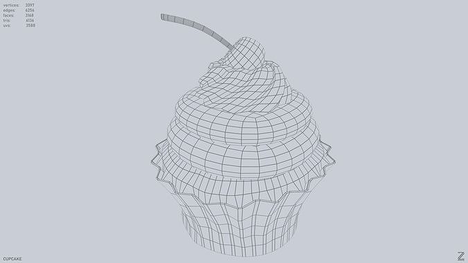 Cupcake Low-poly 3D model 3