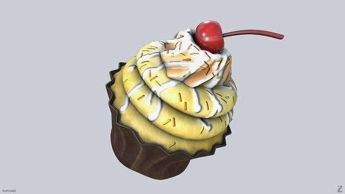Cupcake Low-poly 3D model 7