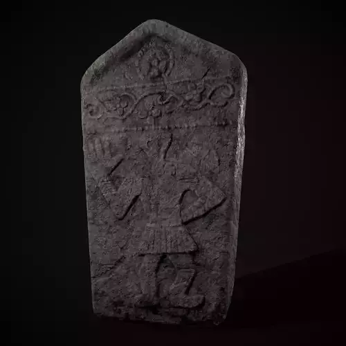 Carved Figure Gravestone Low-poly 3D model