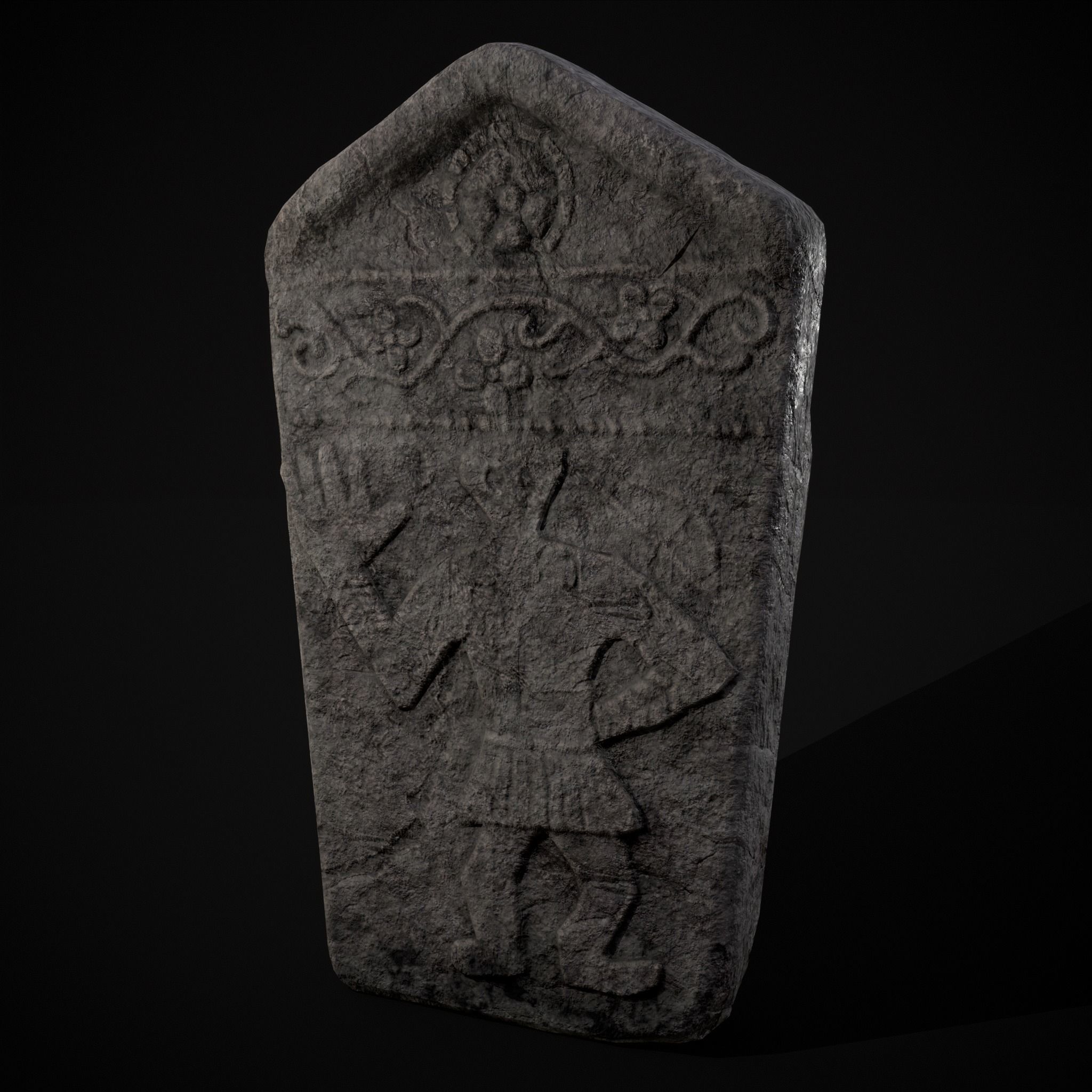 Carved Figure Gravestone Low-poly 3D model_23