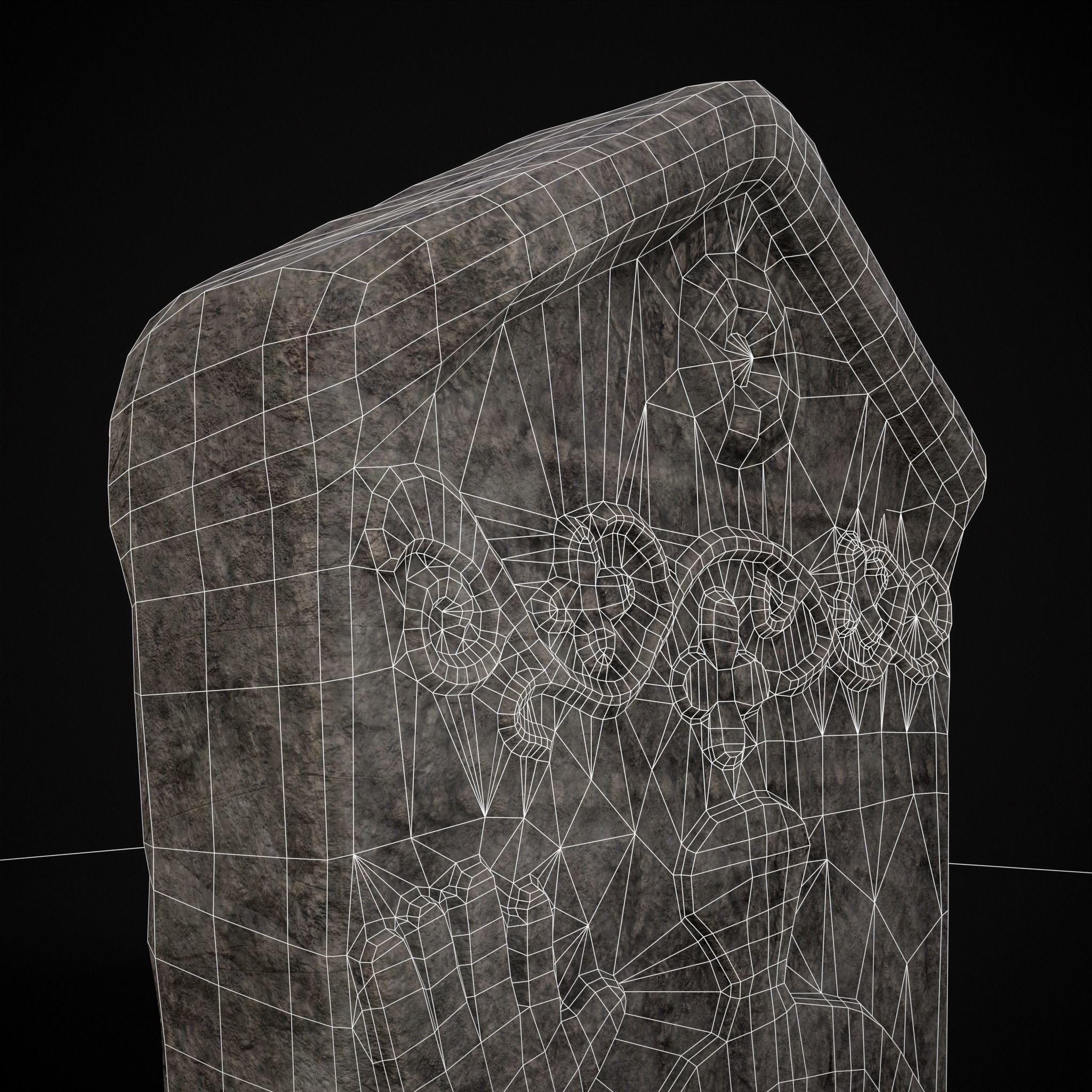 Carved Figure Gravestone Low-poly 3D model_28