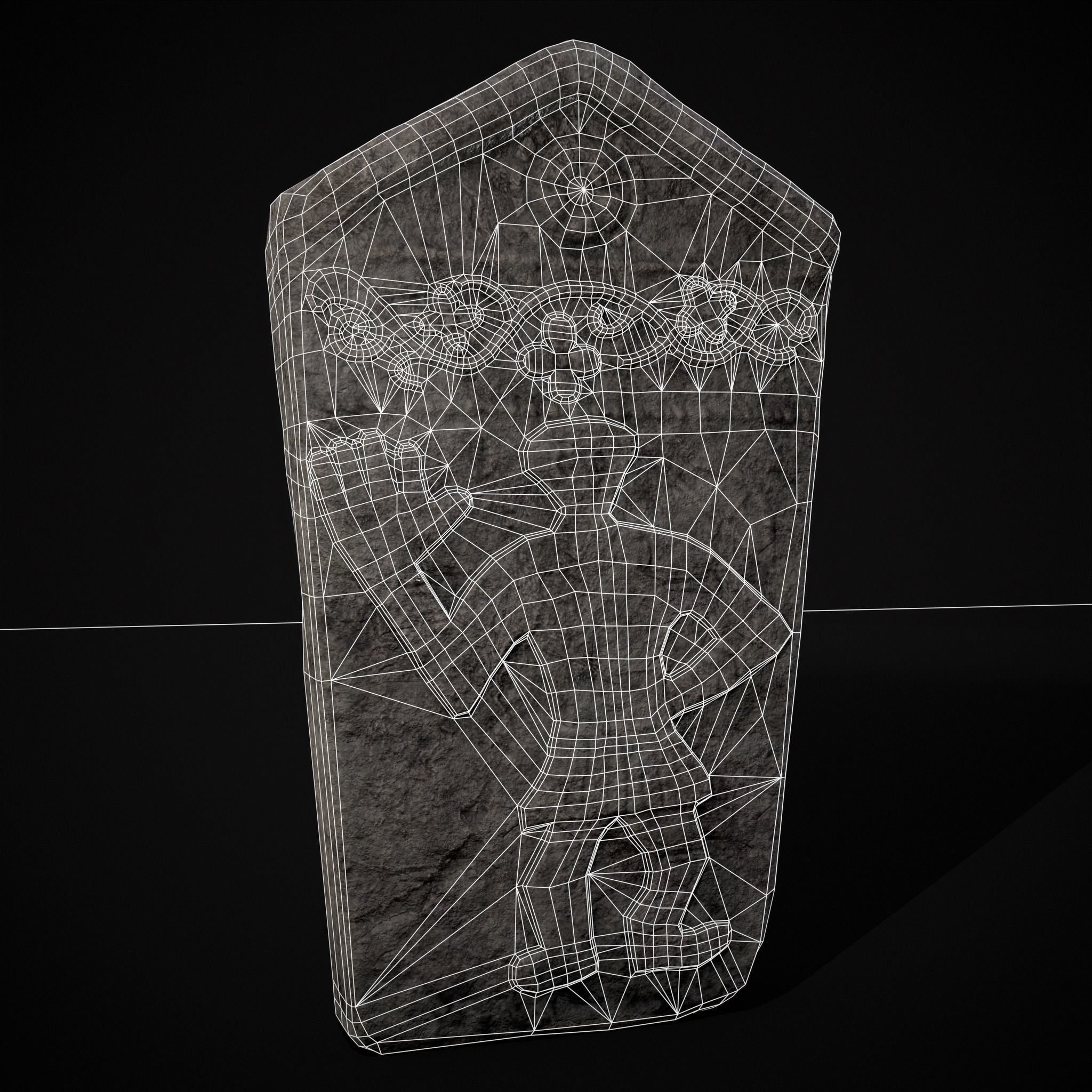 Carved Figure Gravestone Low-poly 3D model_40