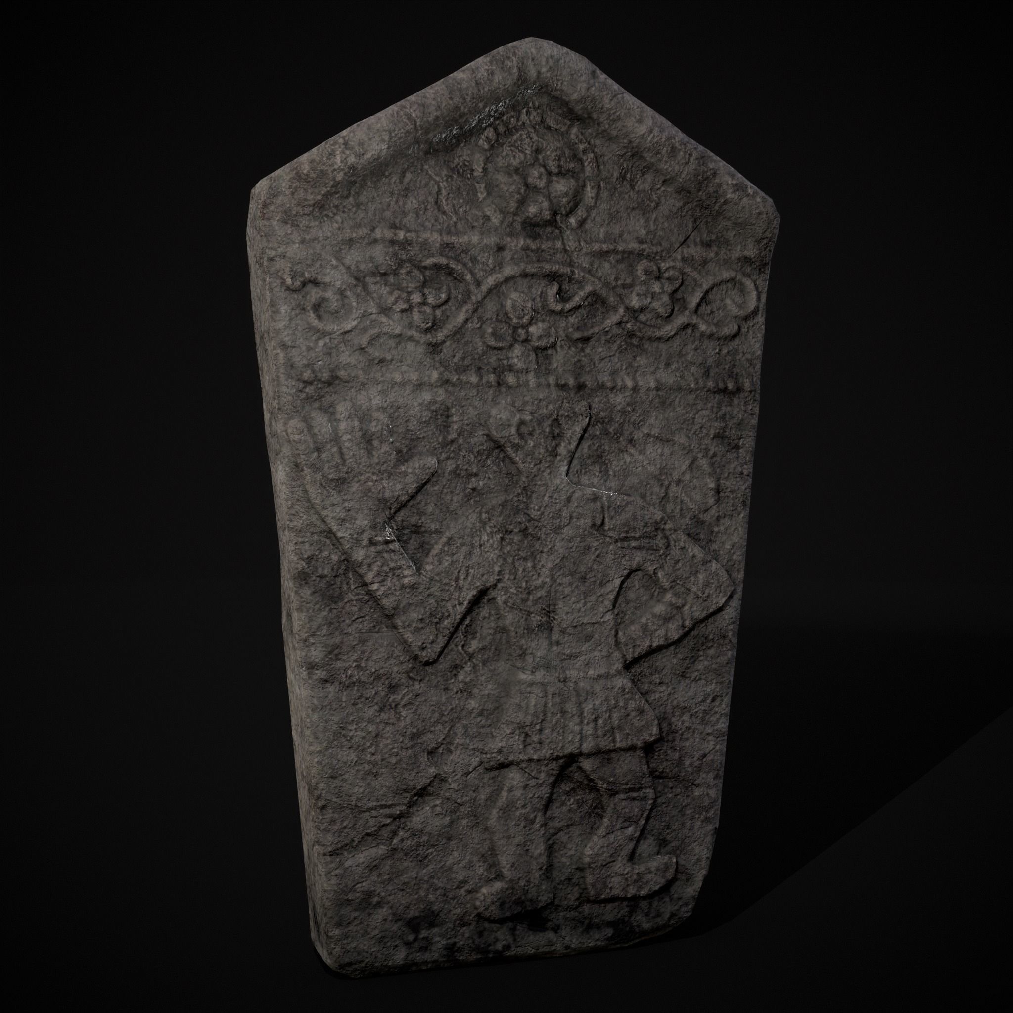 Carved Figure Gravestone Low-poly 3D model_39