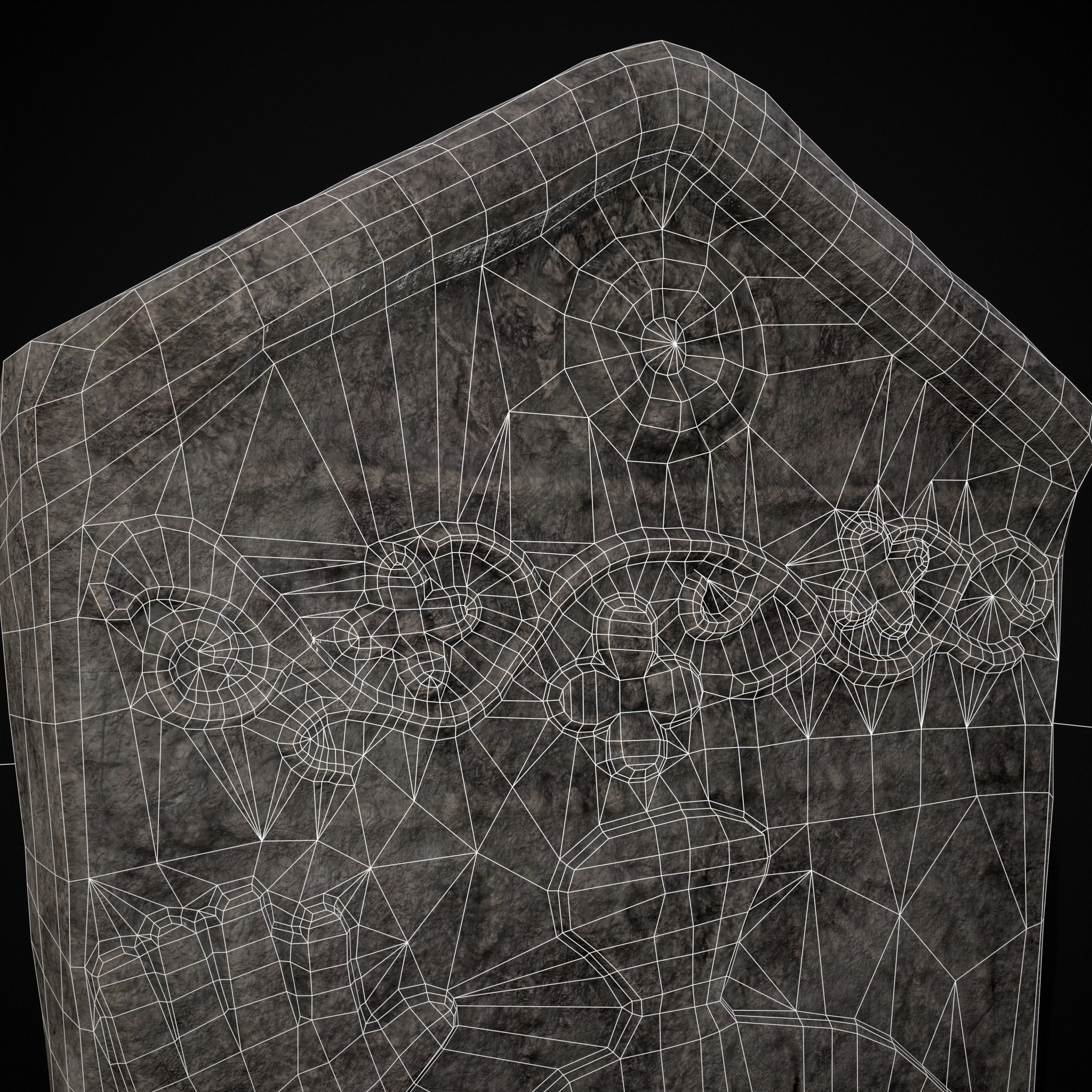 Carved Figure Gravestone Low-poly 3D model_12