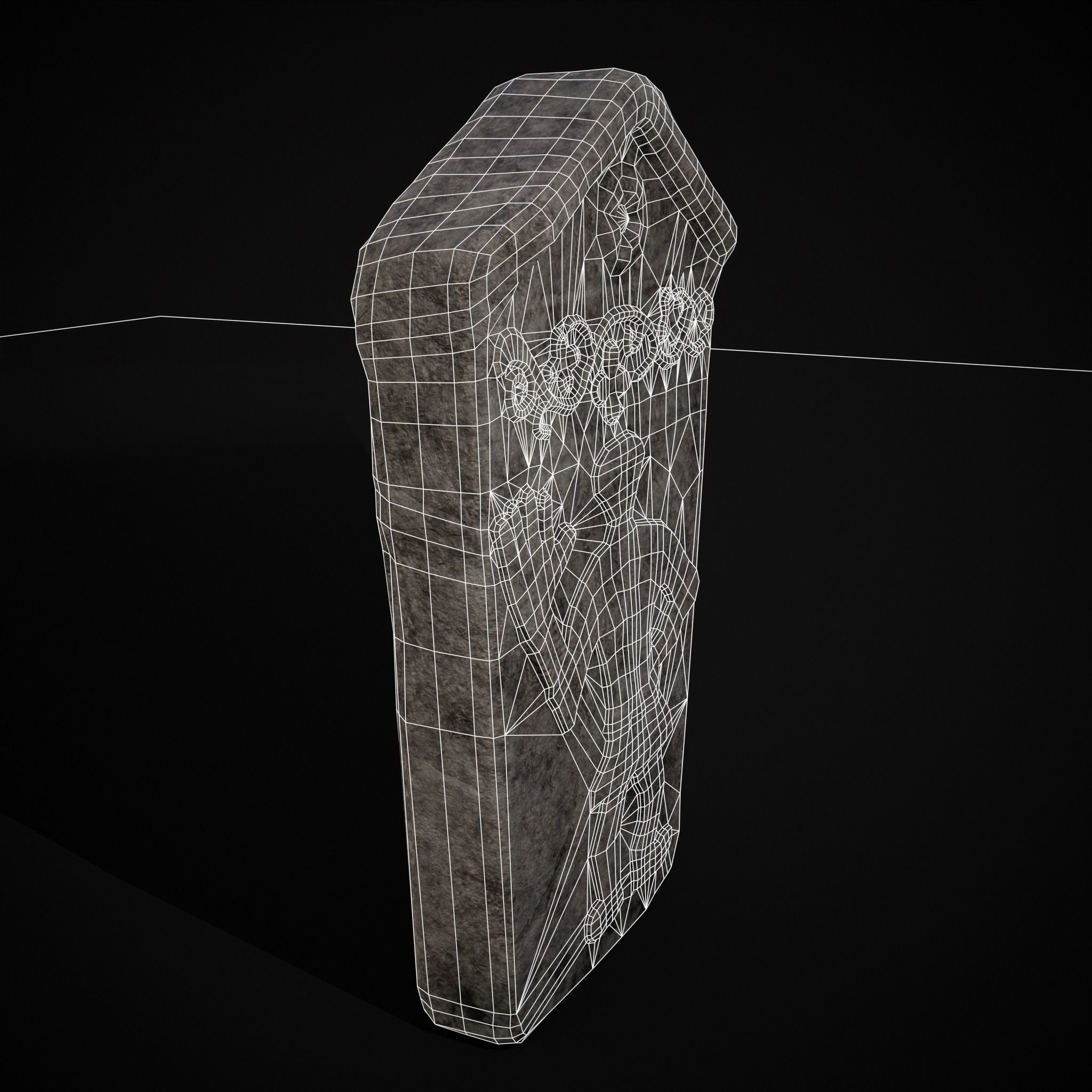 Carved Figure Gravestone Low-poly 3D model_10