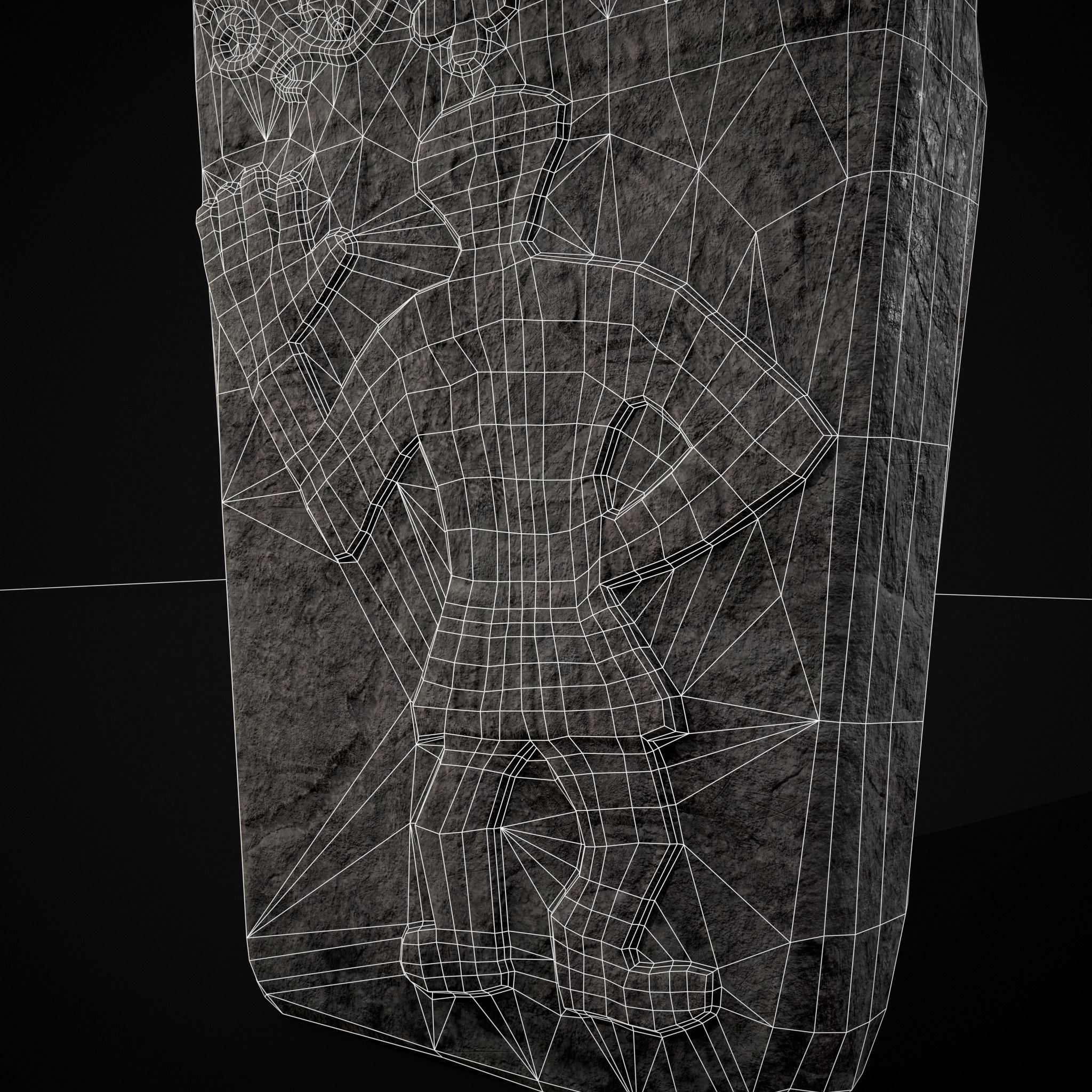 Carved Figure Gravestone Low-poly 3D model_14