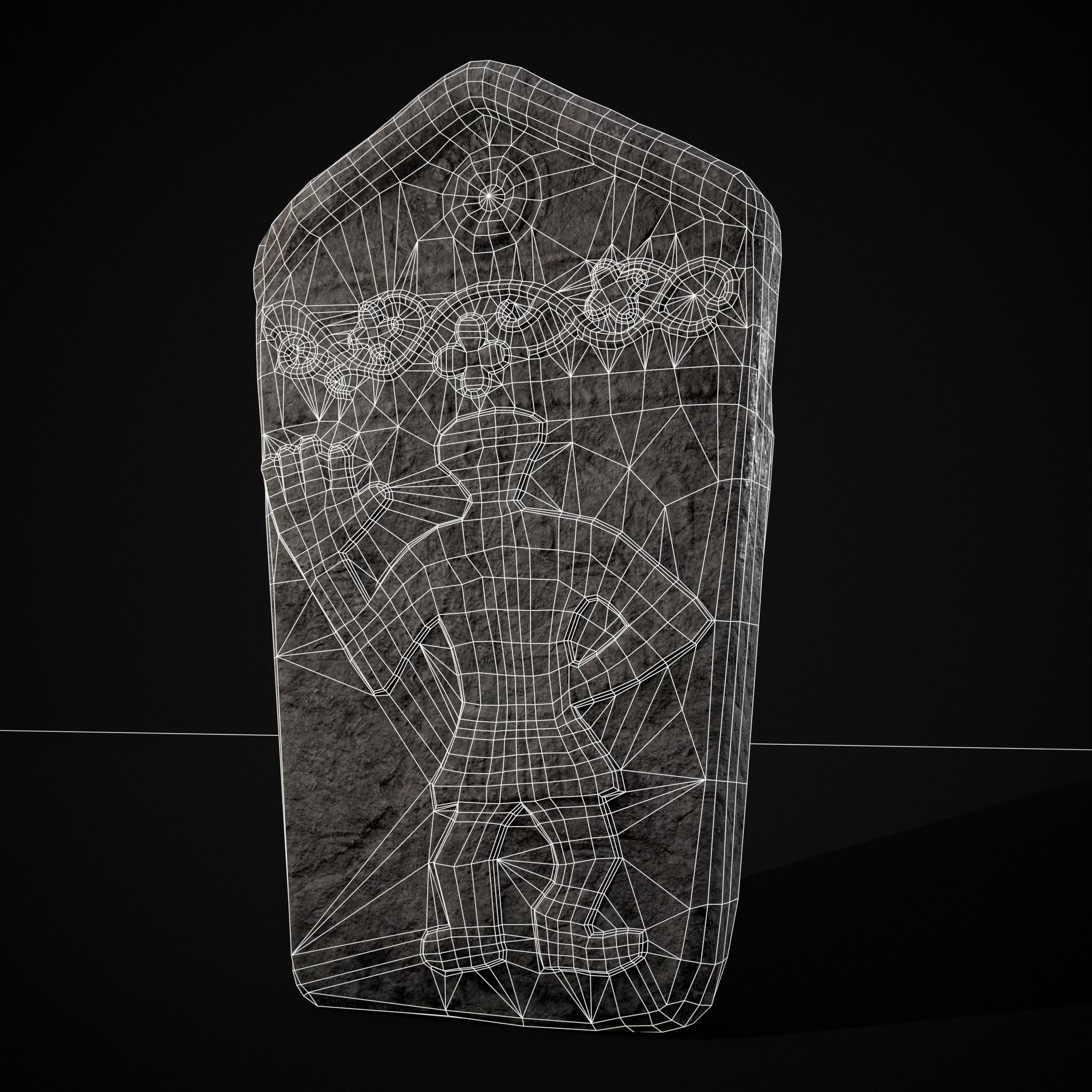 Carved Figure Gravestone Low-poly 3D model_2