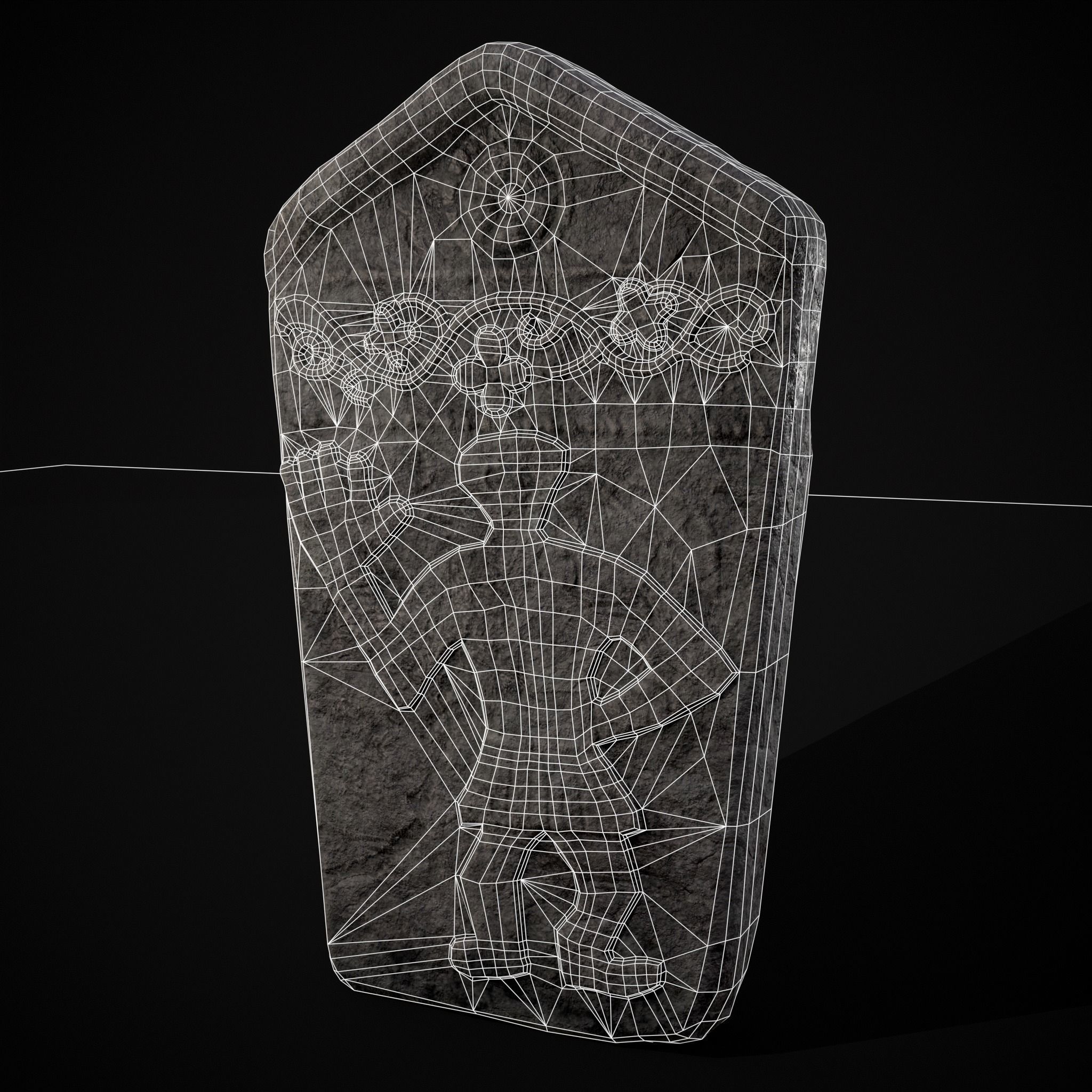 Carved Figure Gravestone Low-poly 3D model_24