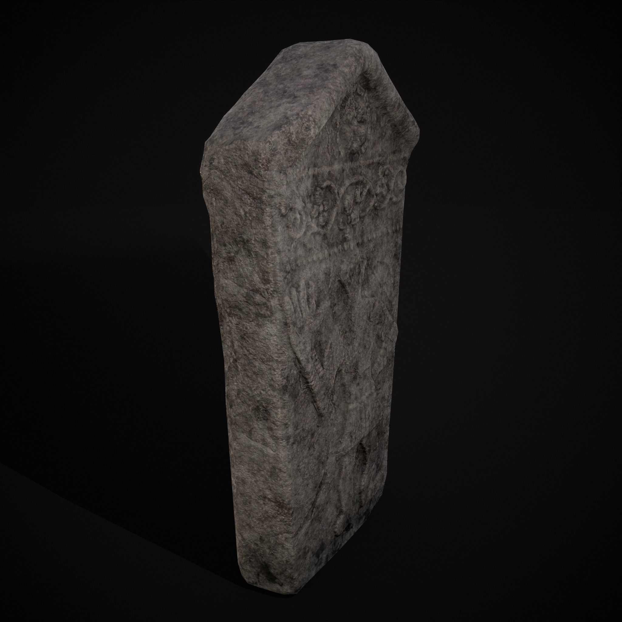 Carved Figure Gravestone Low-poly 3D model_9