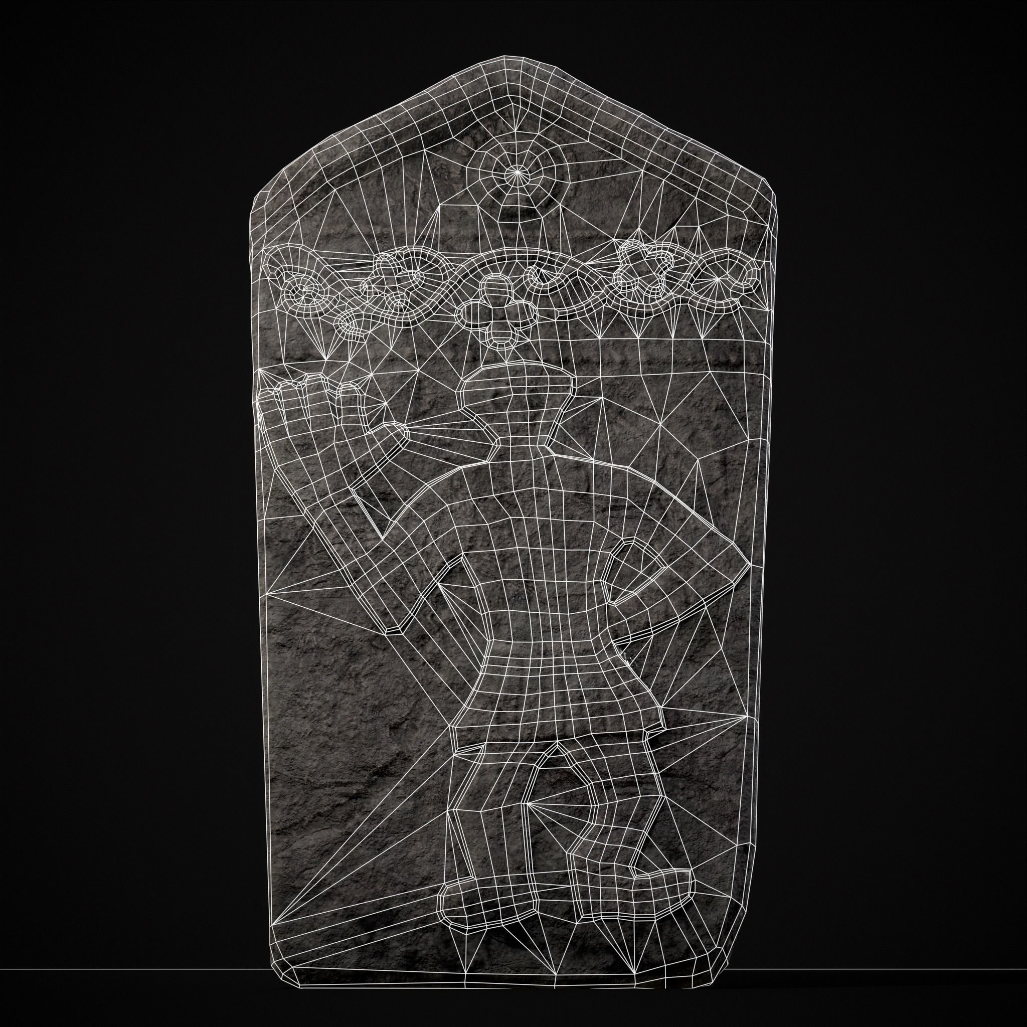 Carved Figure Gravestone Low-poly 3D model_8