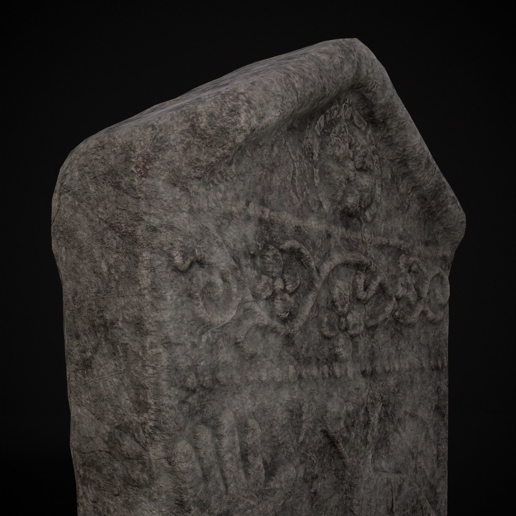 Carved Figure Gravestone Low-poly 3D model_27