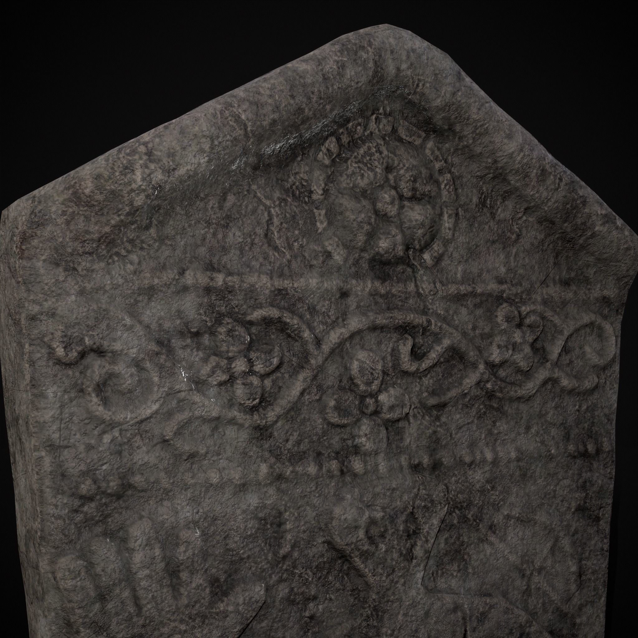 Carved Figure Gravestone Low-poly 3D model_11