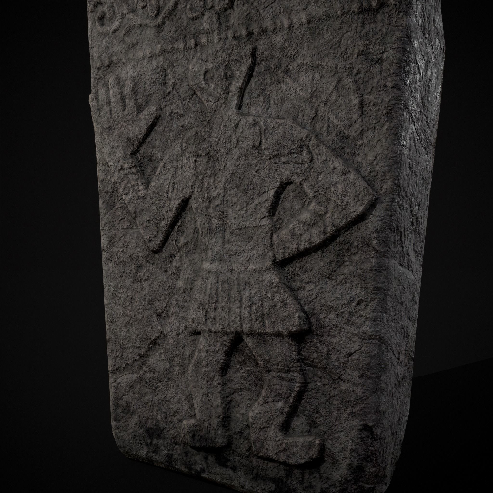 Carved Figure Gravestone Low-poly 3D model_13