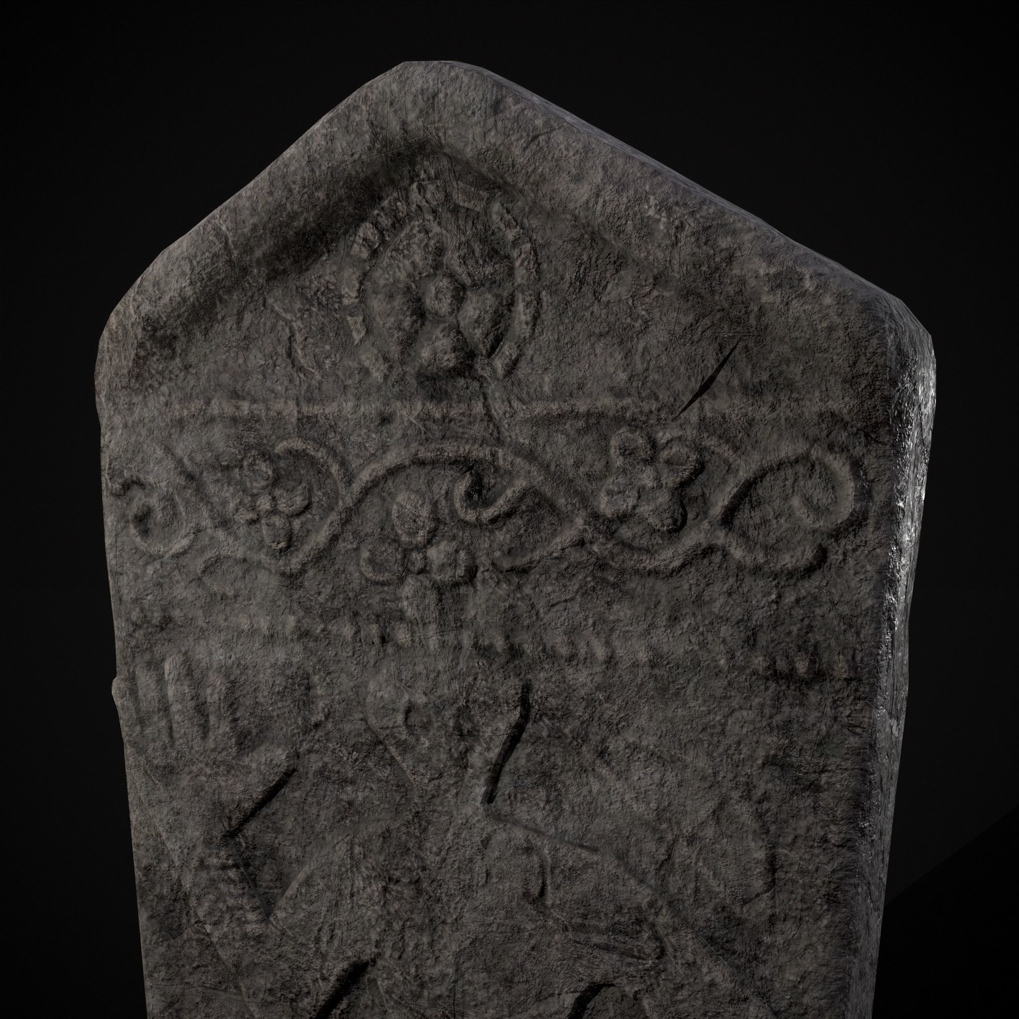 Carved Figure Gravestone Low-poly 3D model_25