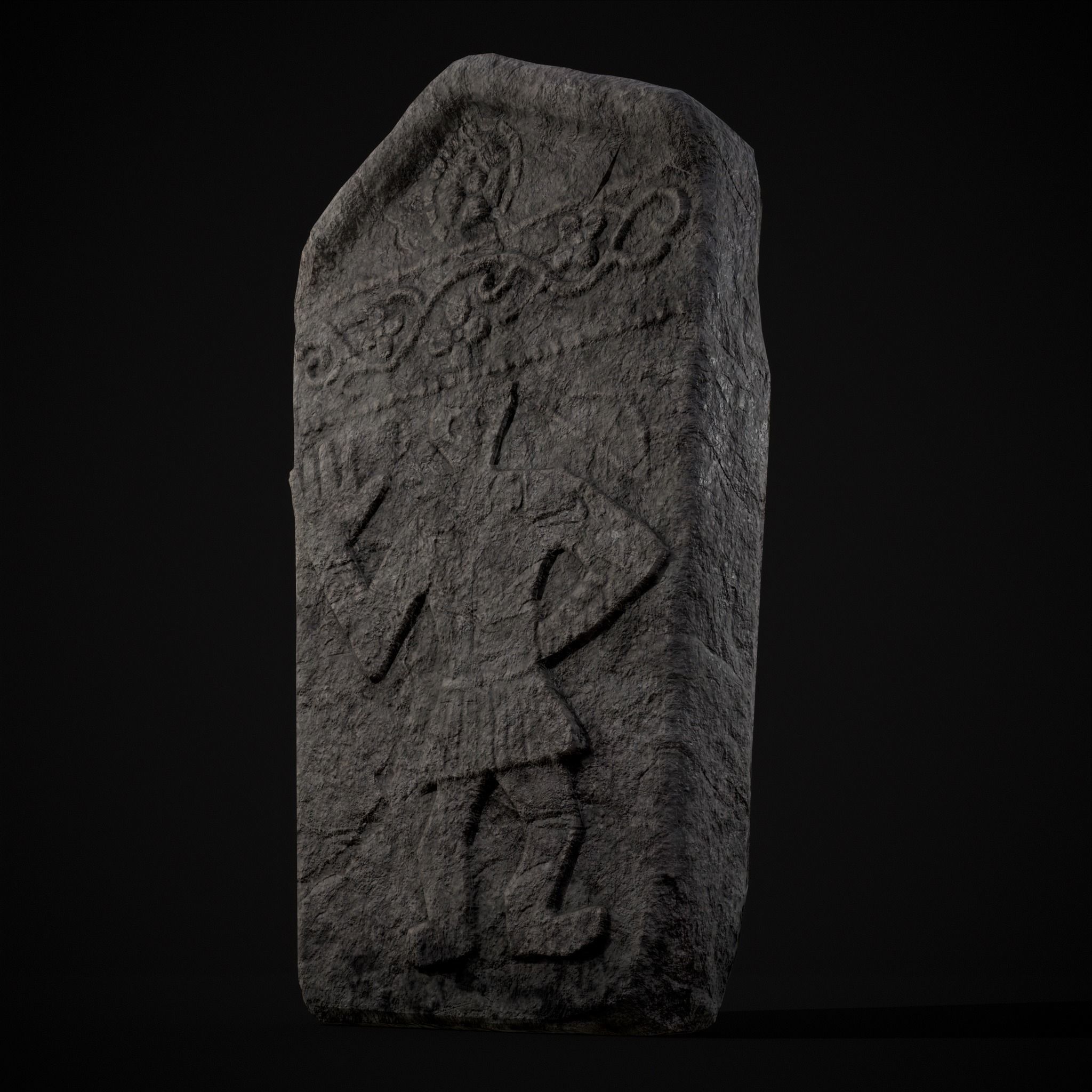Carved Figure Gravestone Low-poly 3D model_5
