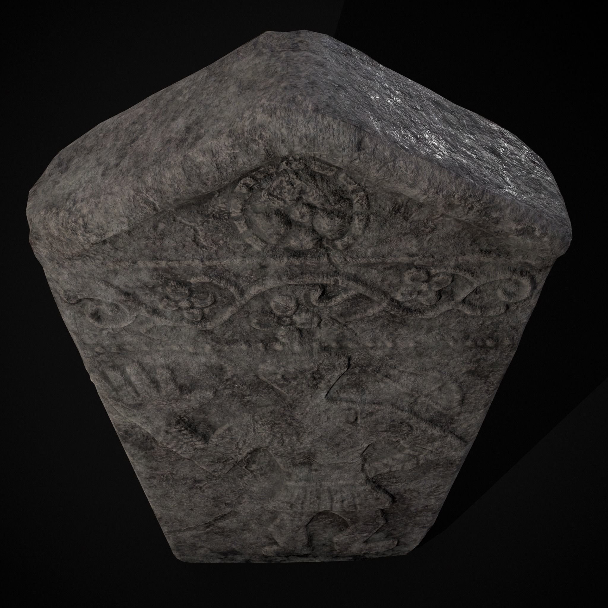 Carved Figure Gravestone Low-poly 3D model_37