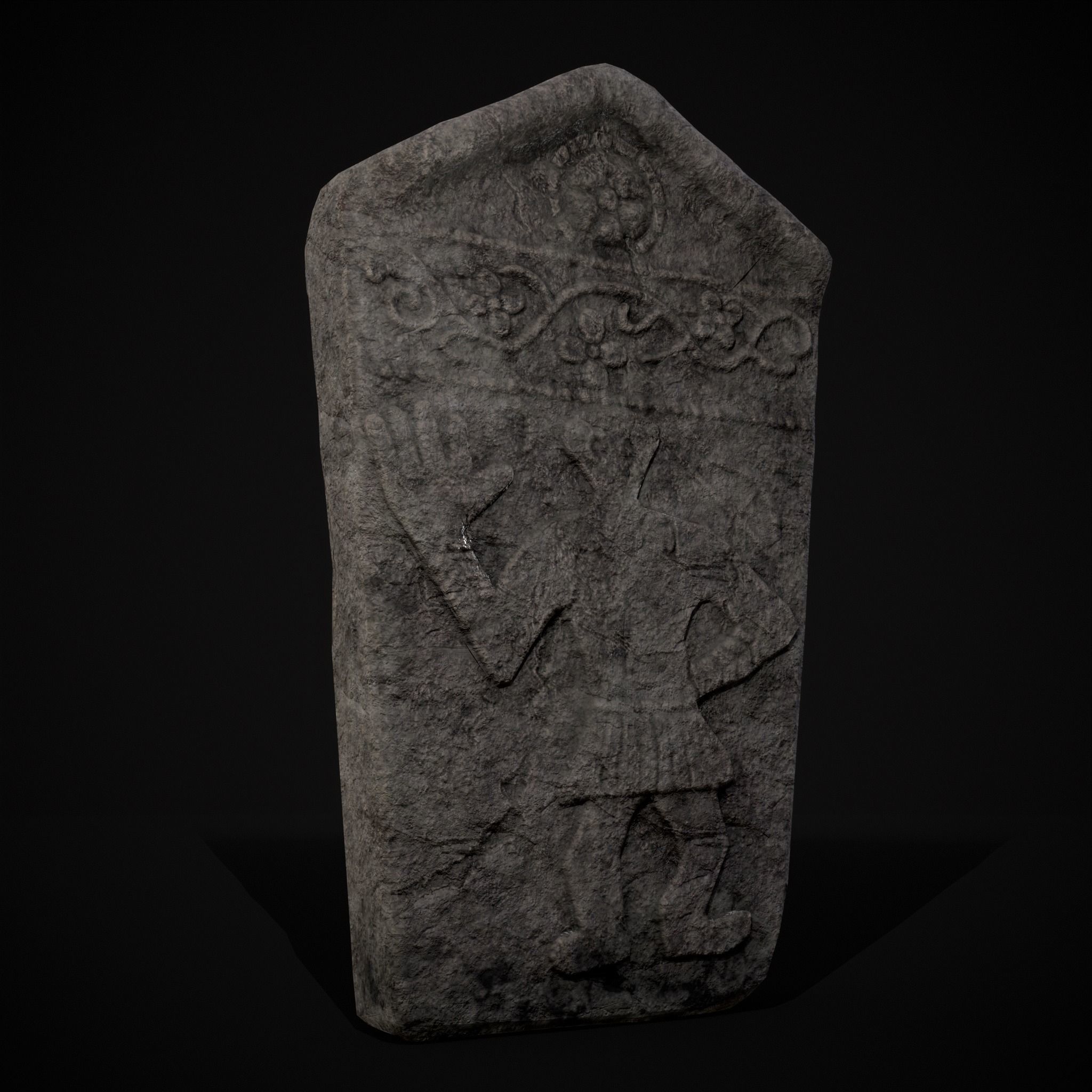 Carved Figure Gravestone Low-poly 3D model_35