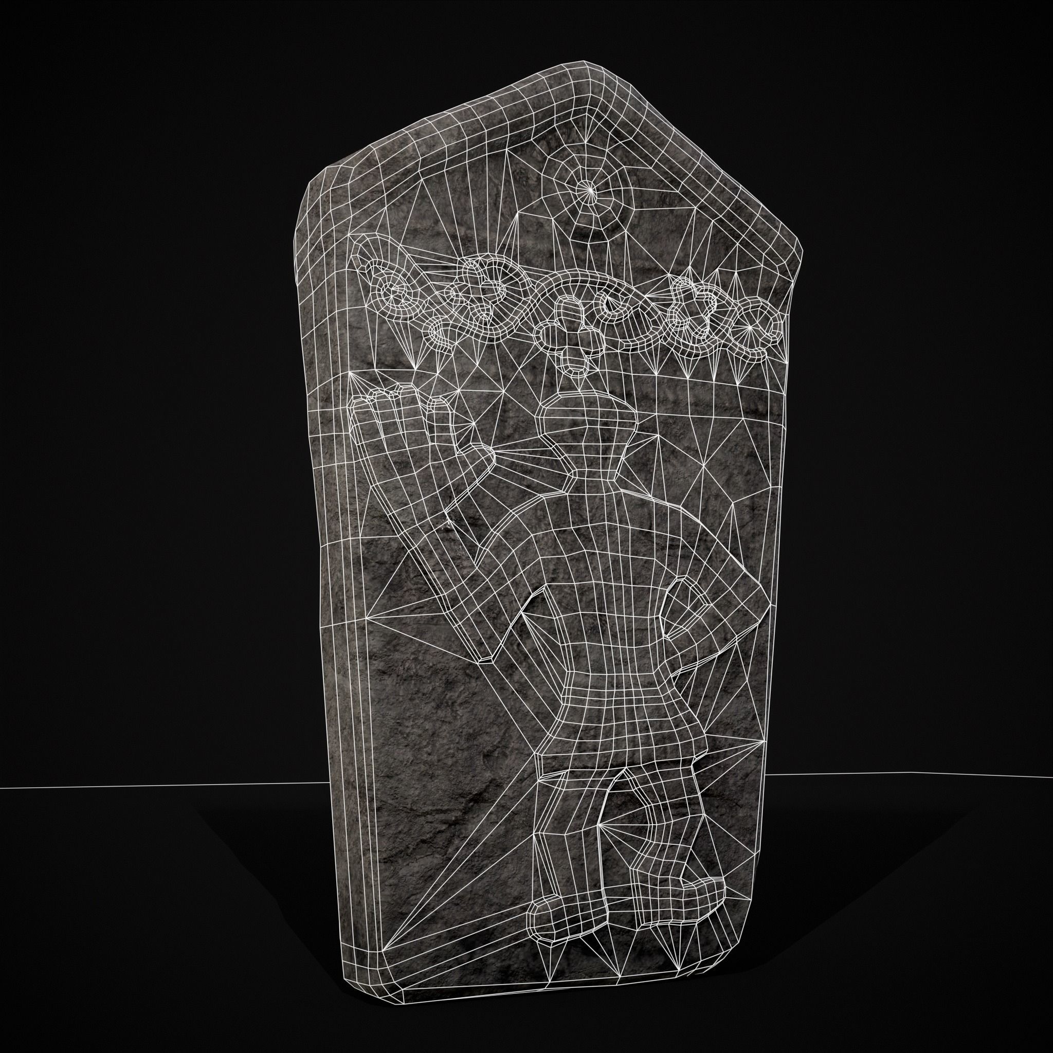 Carved Figure Gravestone Low-poly 3D model_36