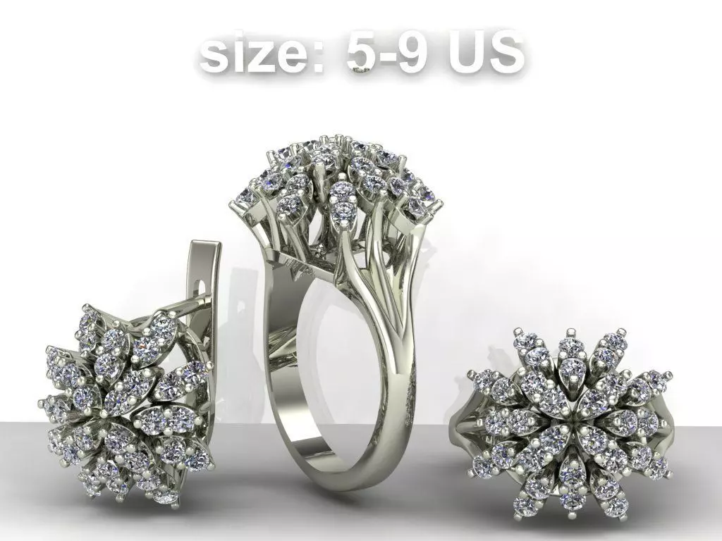 Vintage Diamond Cluster Set 3D print model