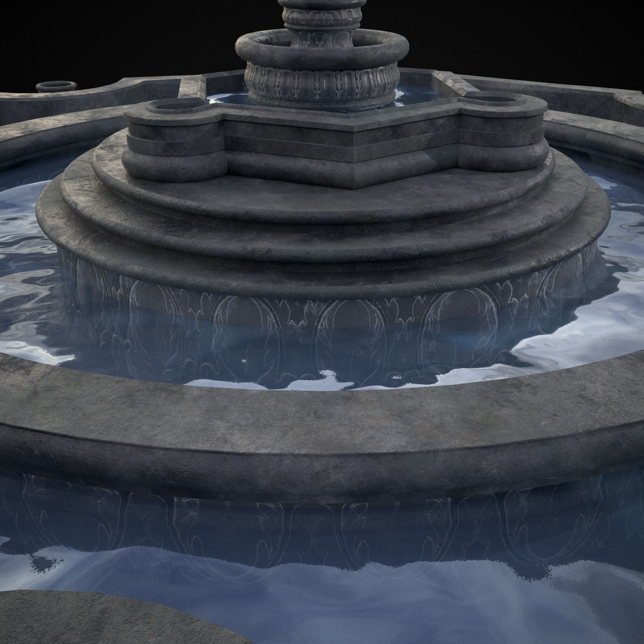 Octagon Water Fountain Low-poly 3D model_17