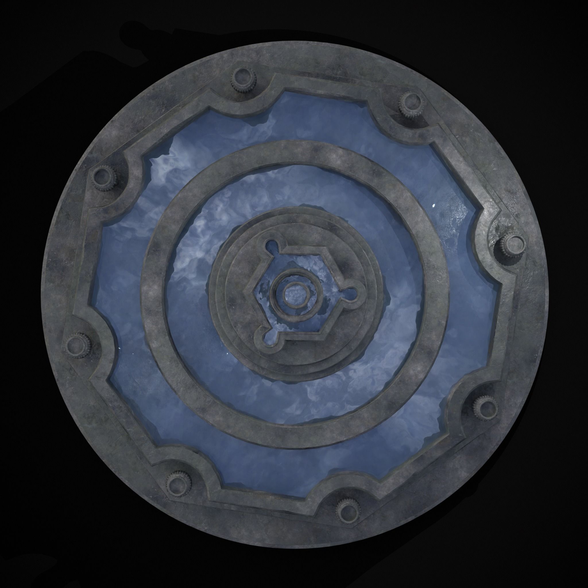 Octagon Water Fountain Low-poly 3D model_3