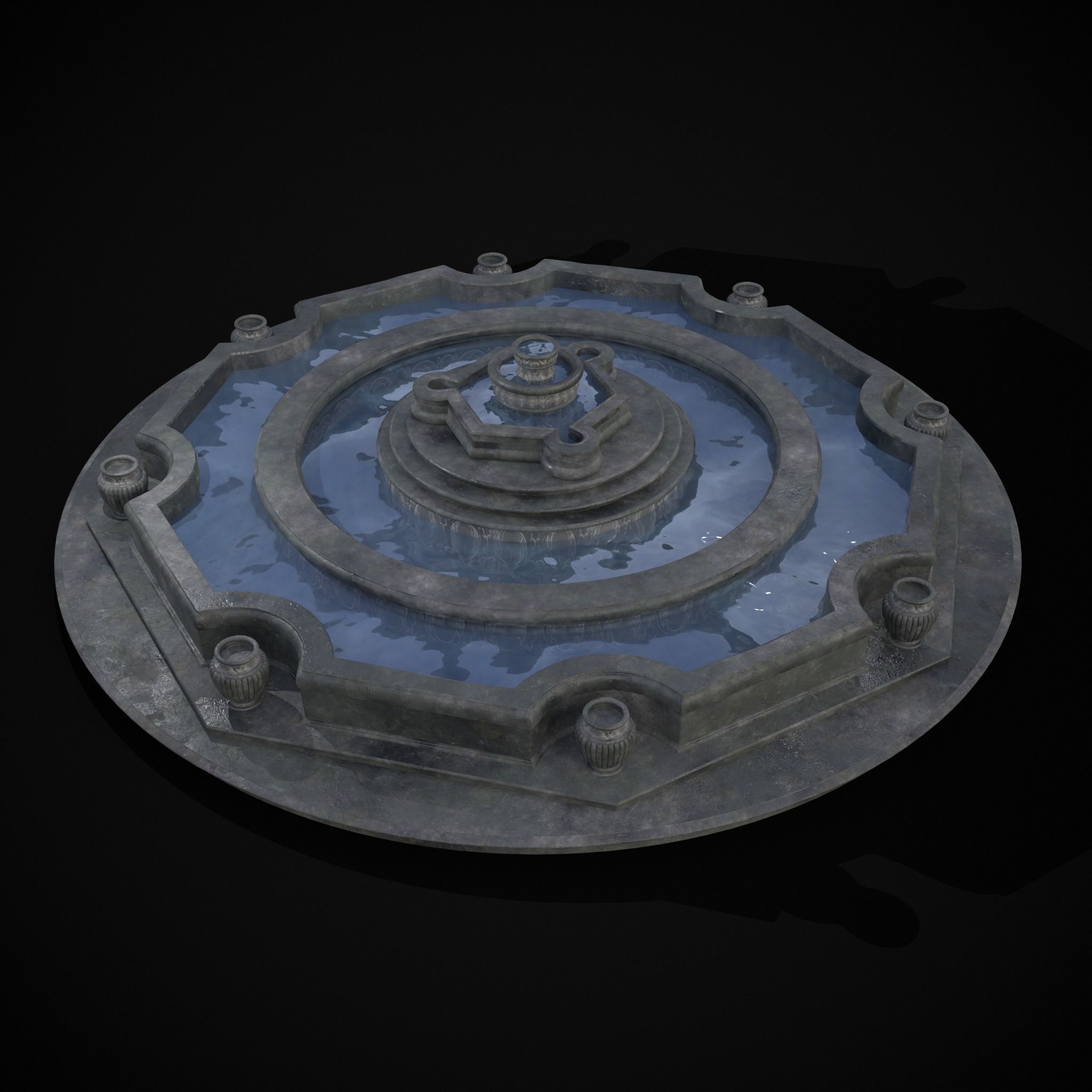 Octagon Water Fountain Low-poly 3D model_33