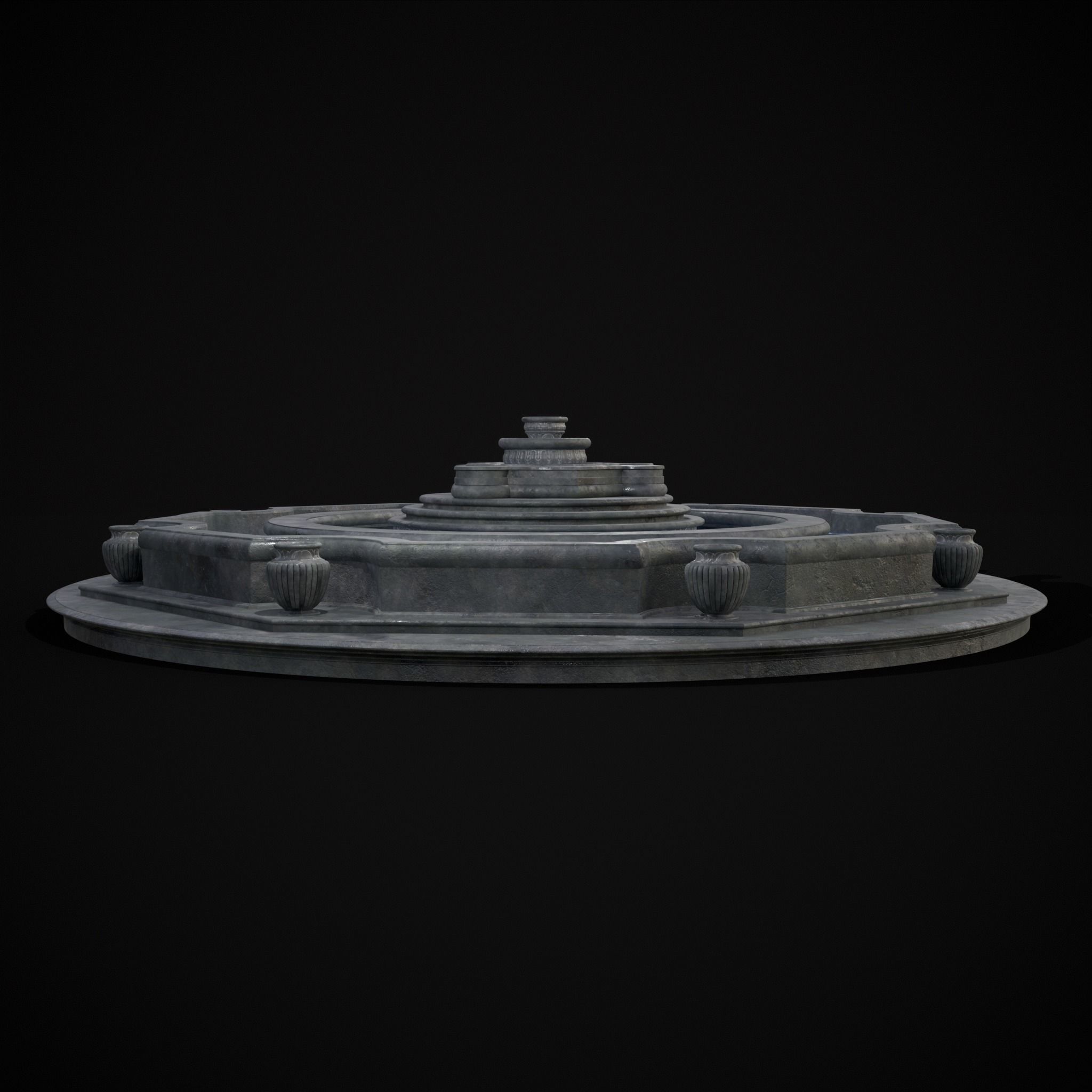 Octagon Water Fountain Low-poly 3D model_31