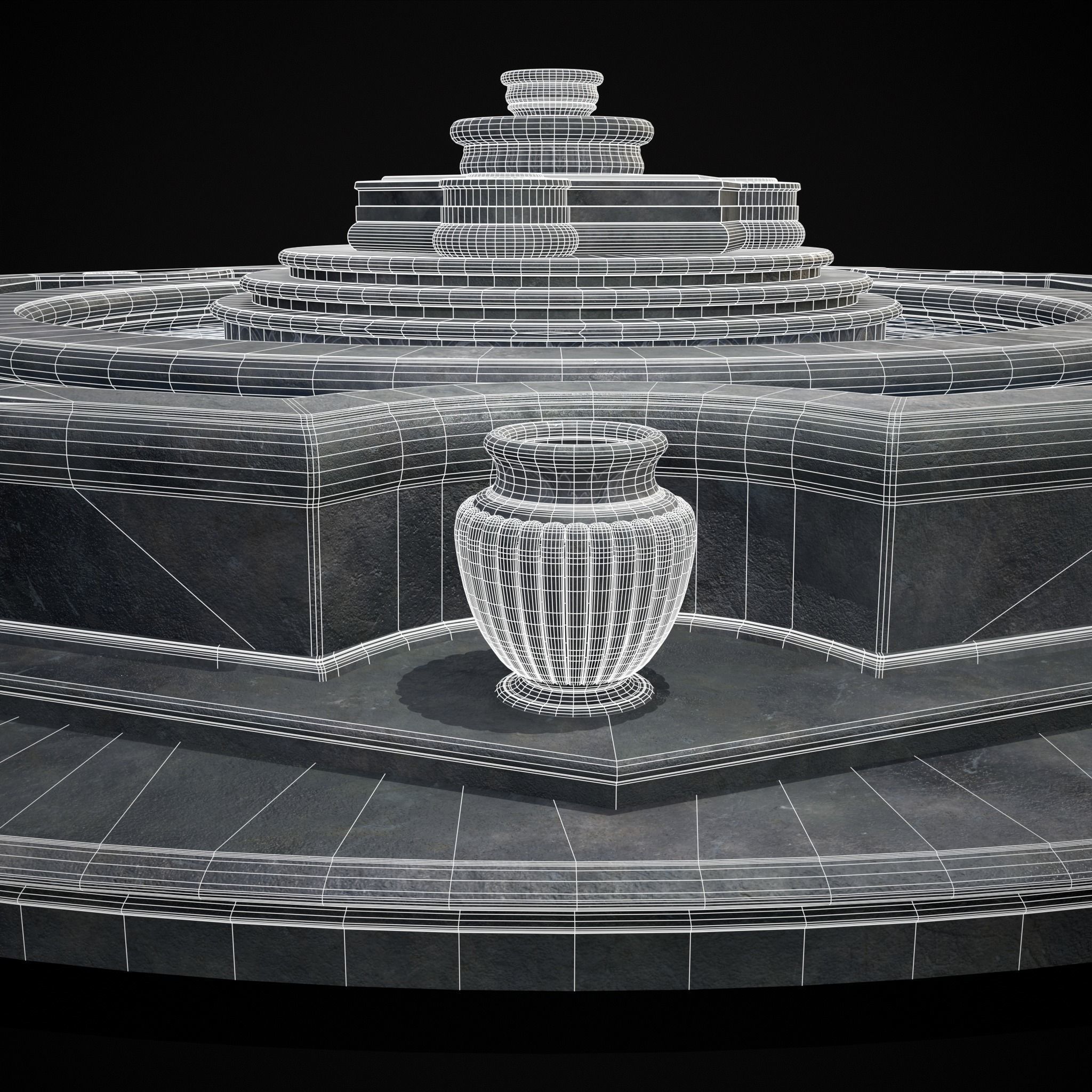 Octagon Water Fountain Low-poly 3D model_14