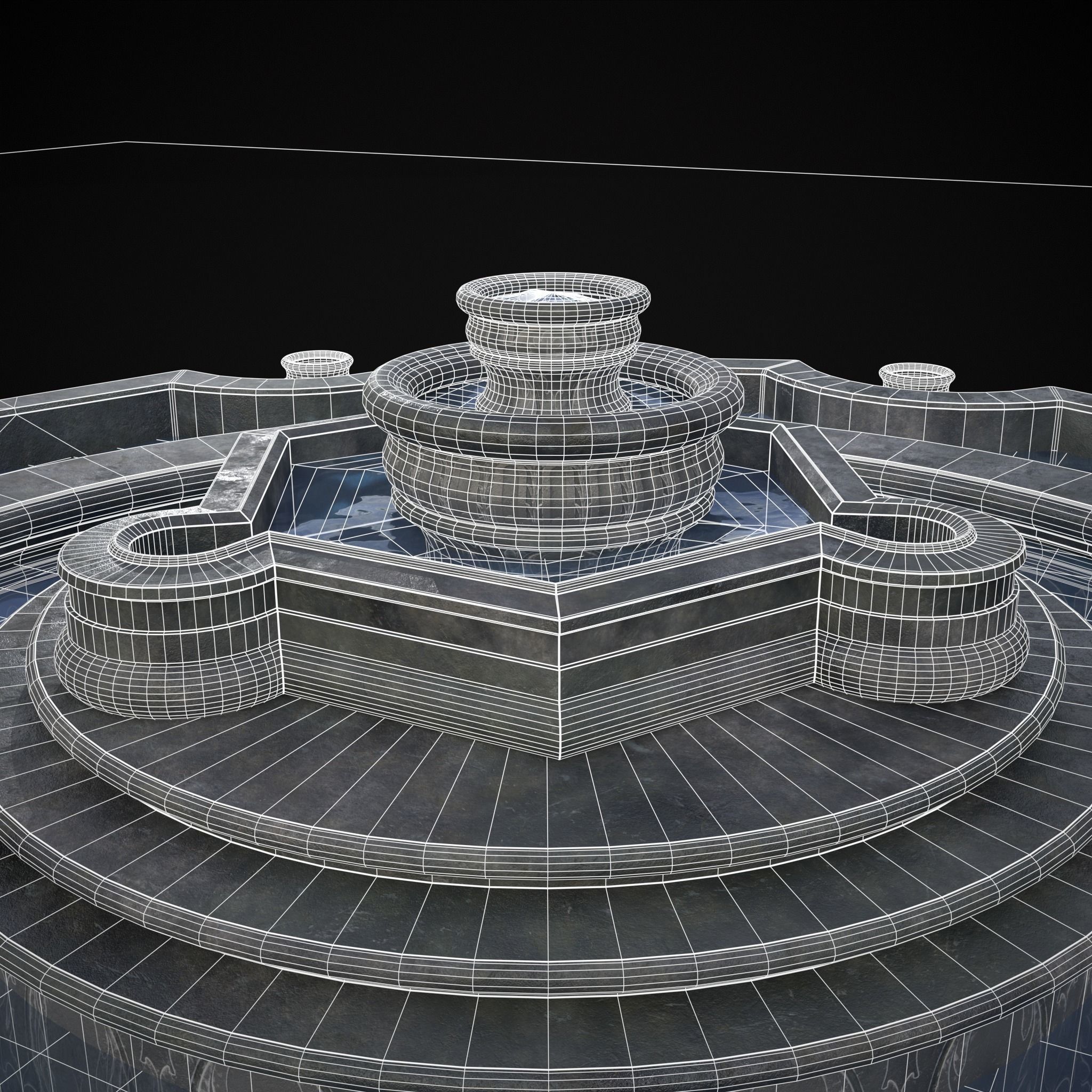 Octagon Water Fountain Low-poly 3D model_26