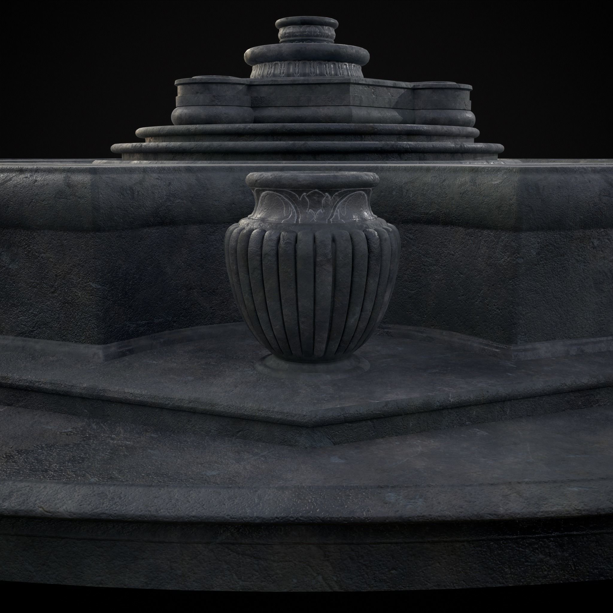 Octagon Water Fountain Low-poly 3D model_15