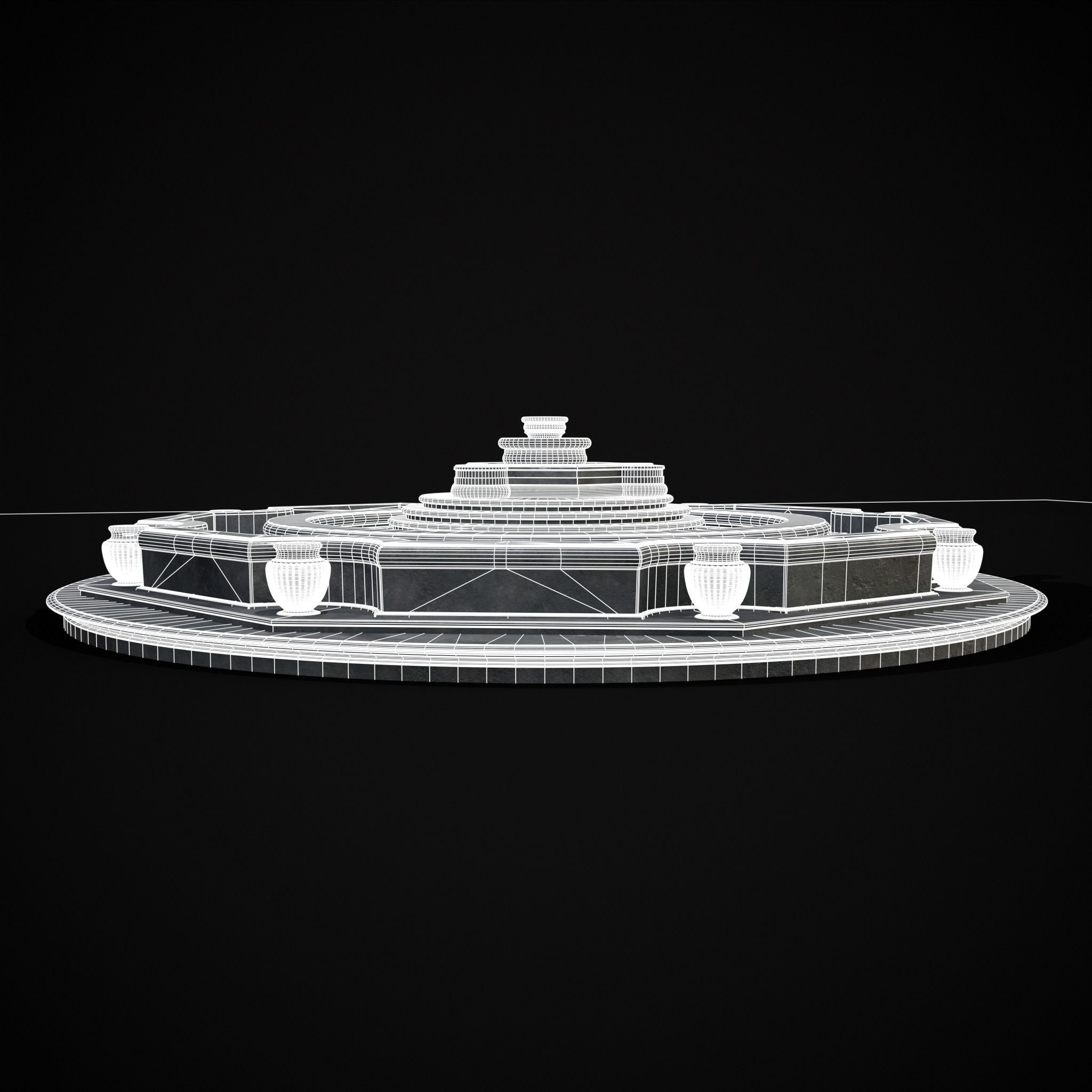 Octagon Water Fountain Low-poly 3D model_32