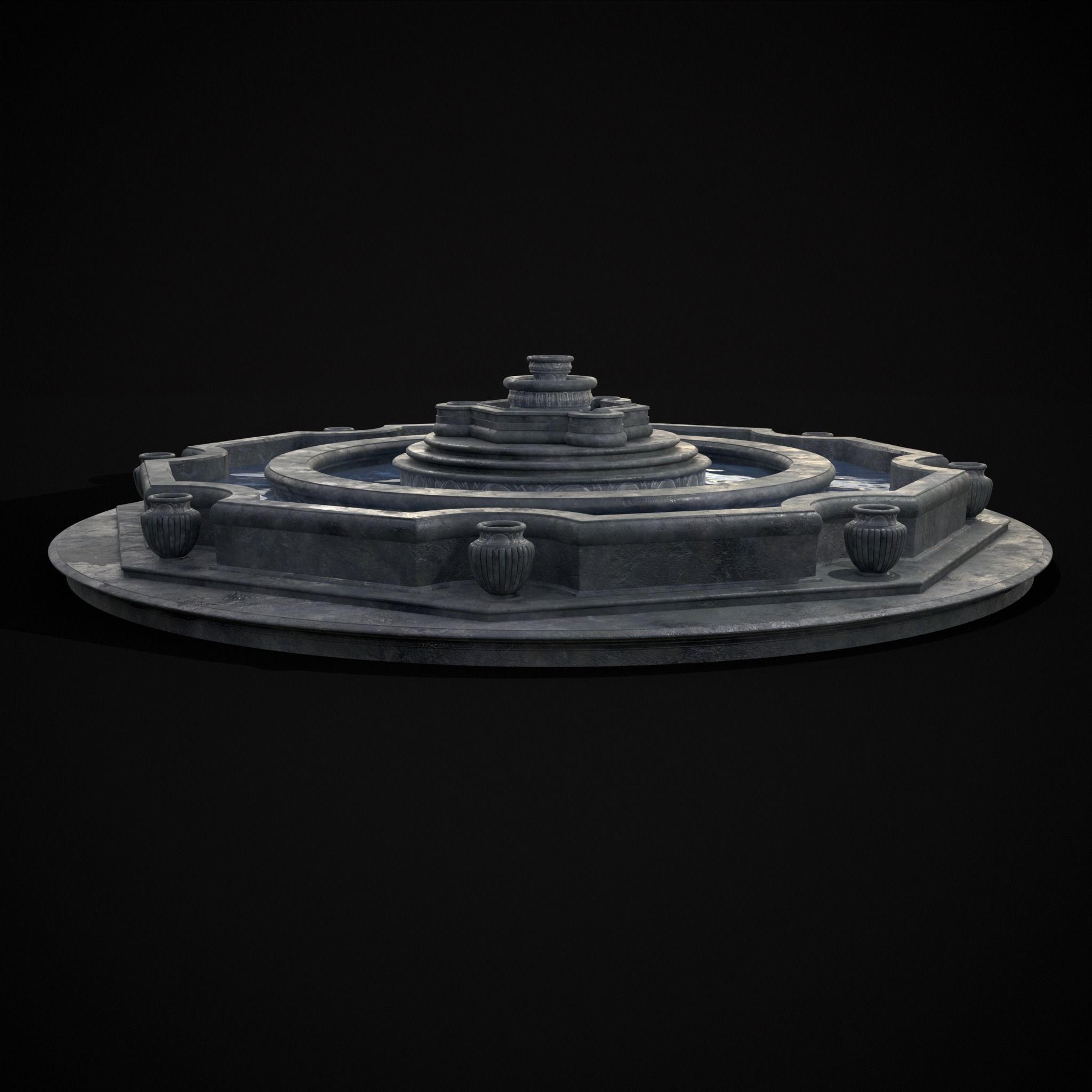 Octagon Water Fountain Low-poly 3D model_19