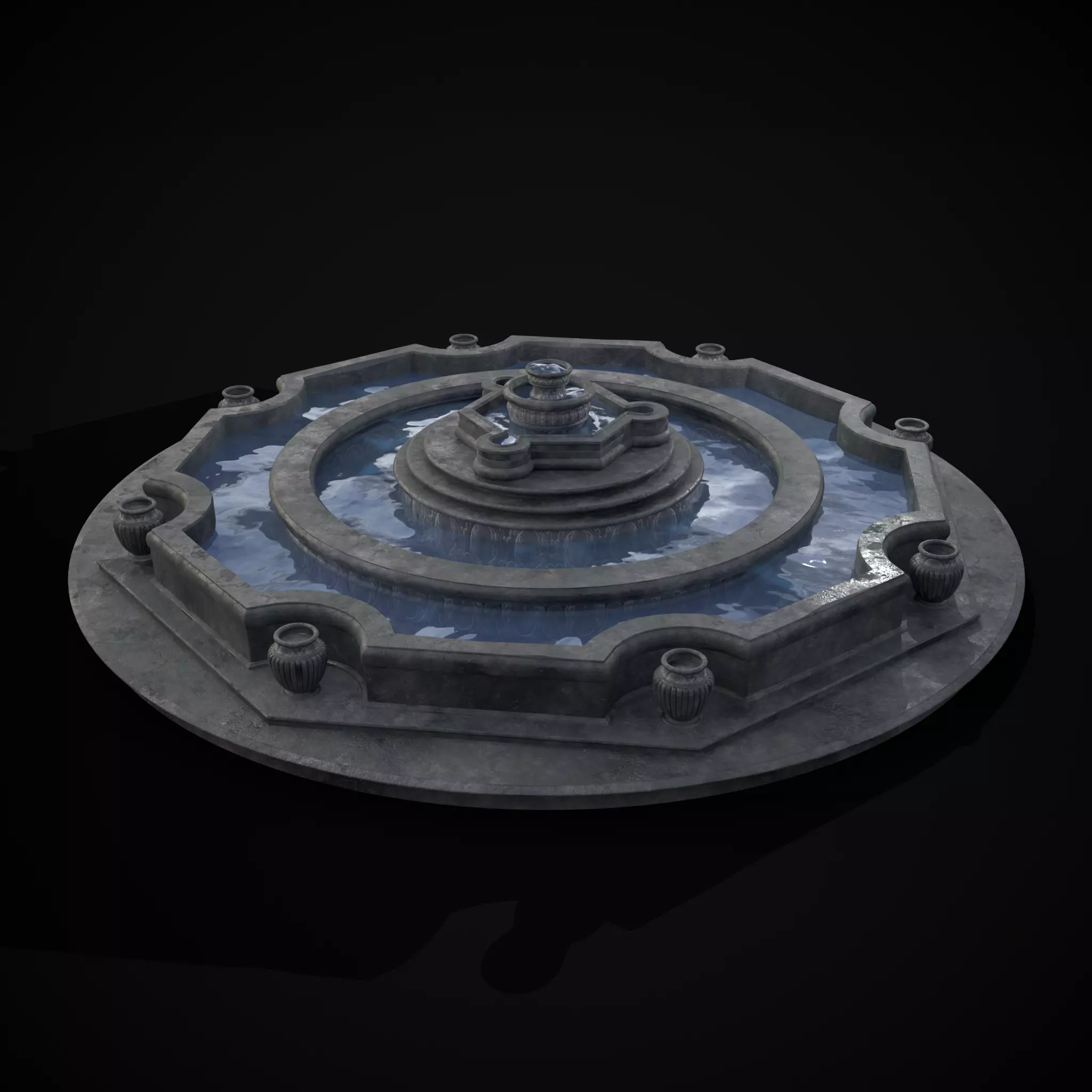 Octagon Water Fountain Low-poly 3D model_0