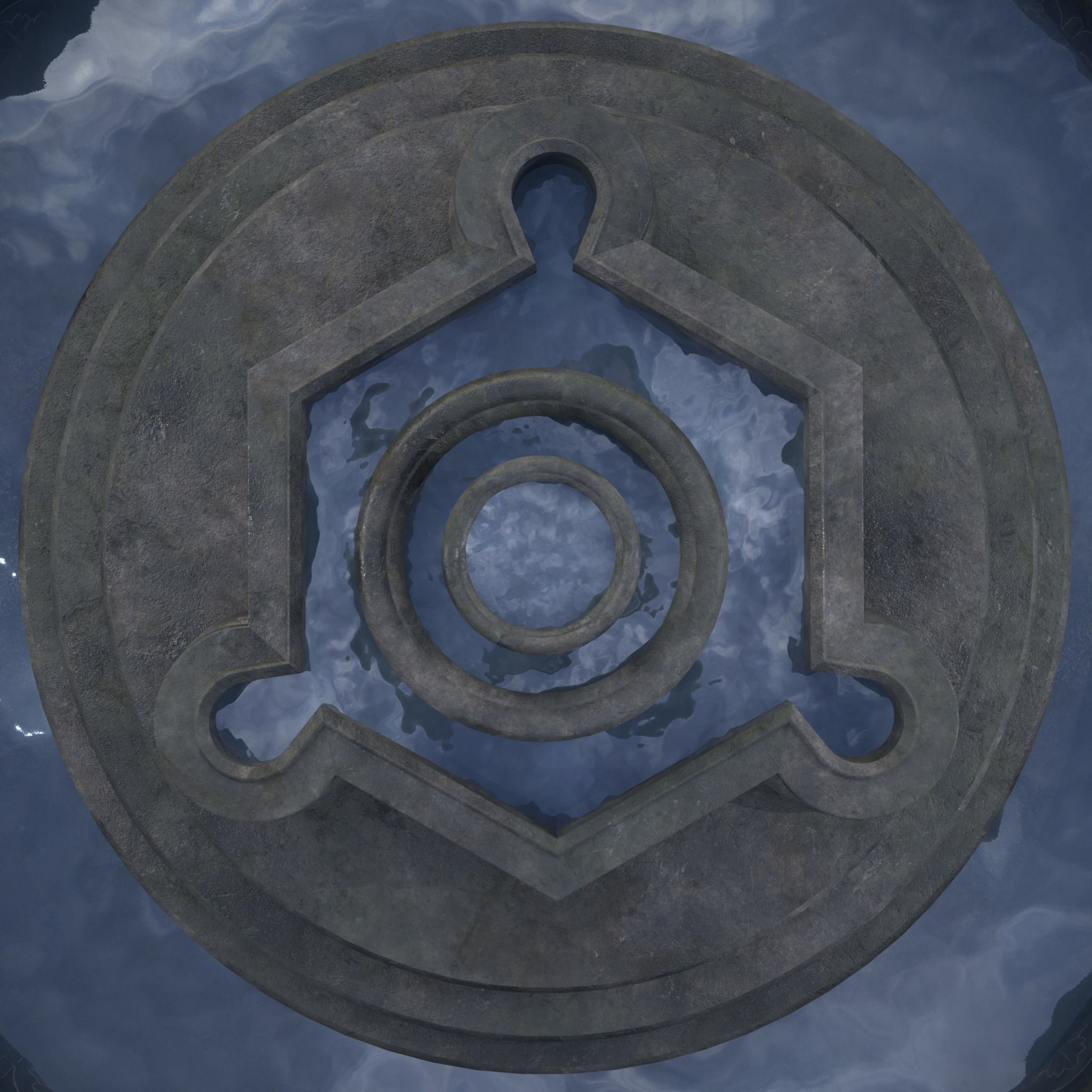 Octagon Water Fountain Low-poly 3D model_5