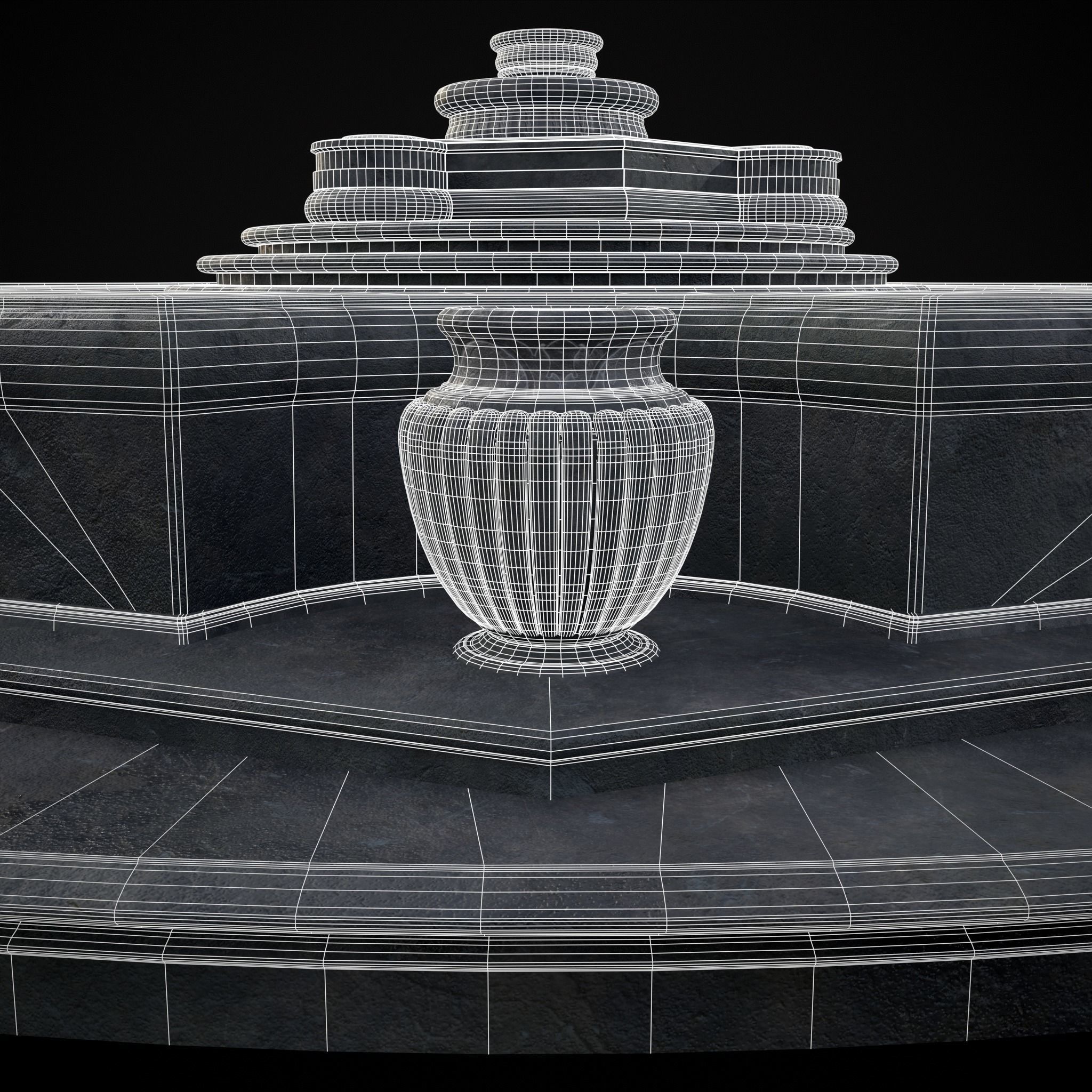 Octagon Water Fountain Low-poly 3D model_16