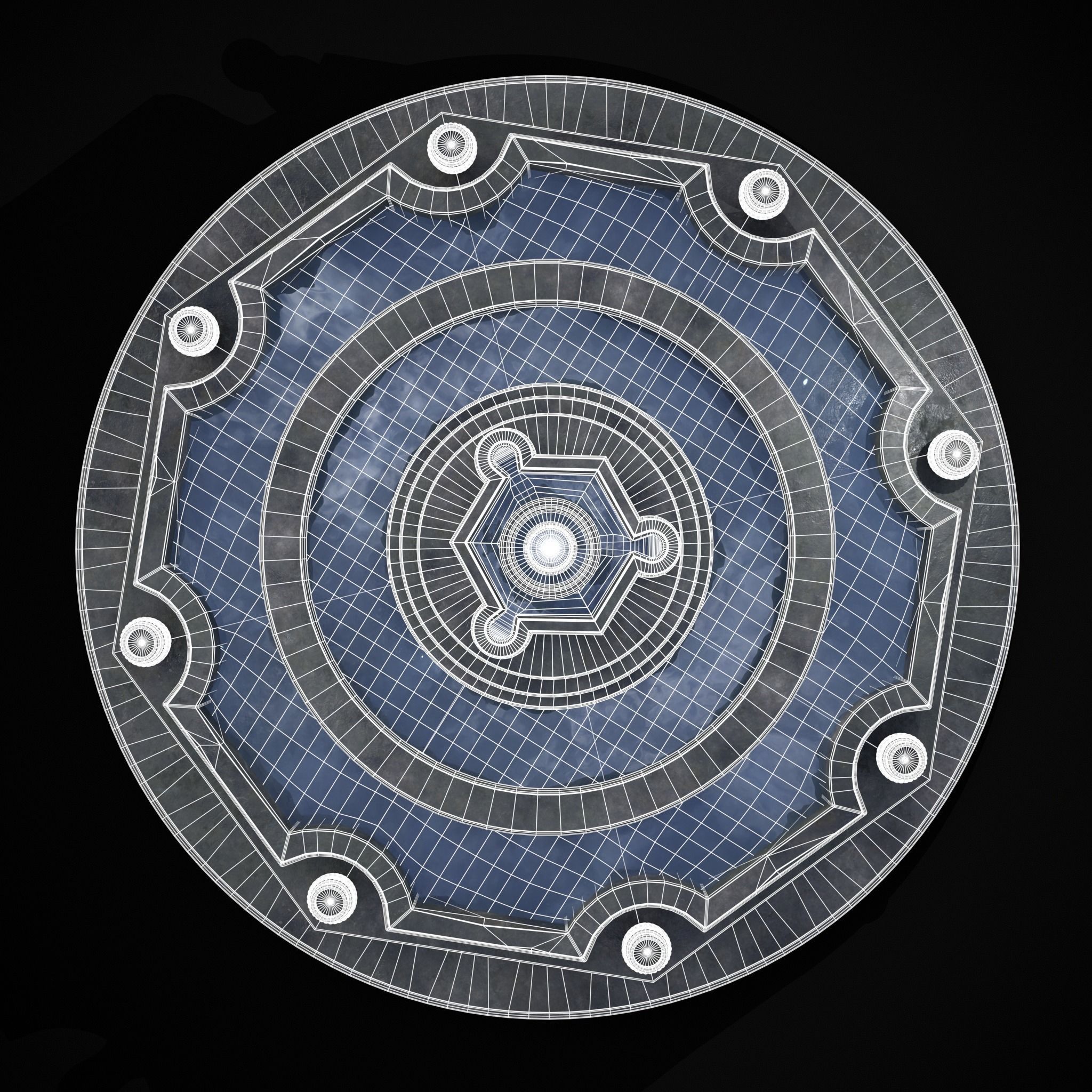 Octagon Water Fountain Low-poly 3D model_4