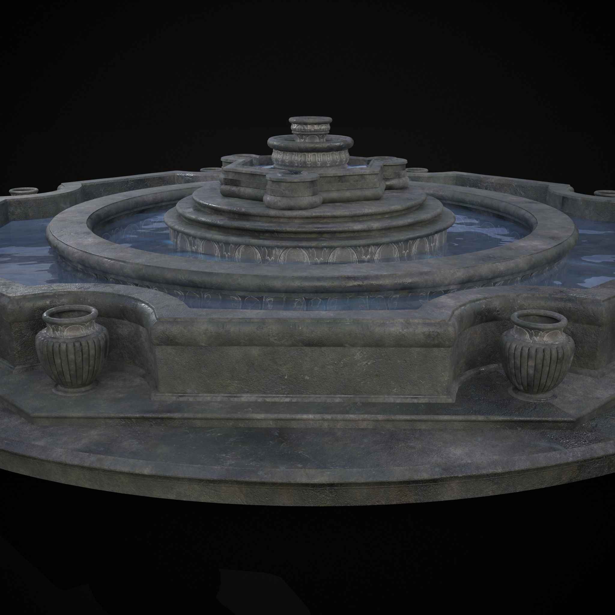Octagon Water Fountain Low-poly 3D model_23