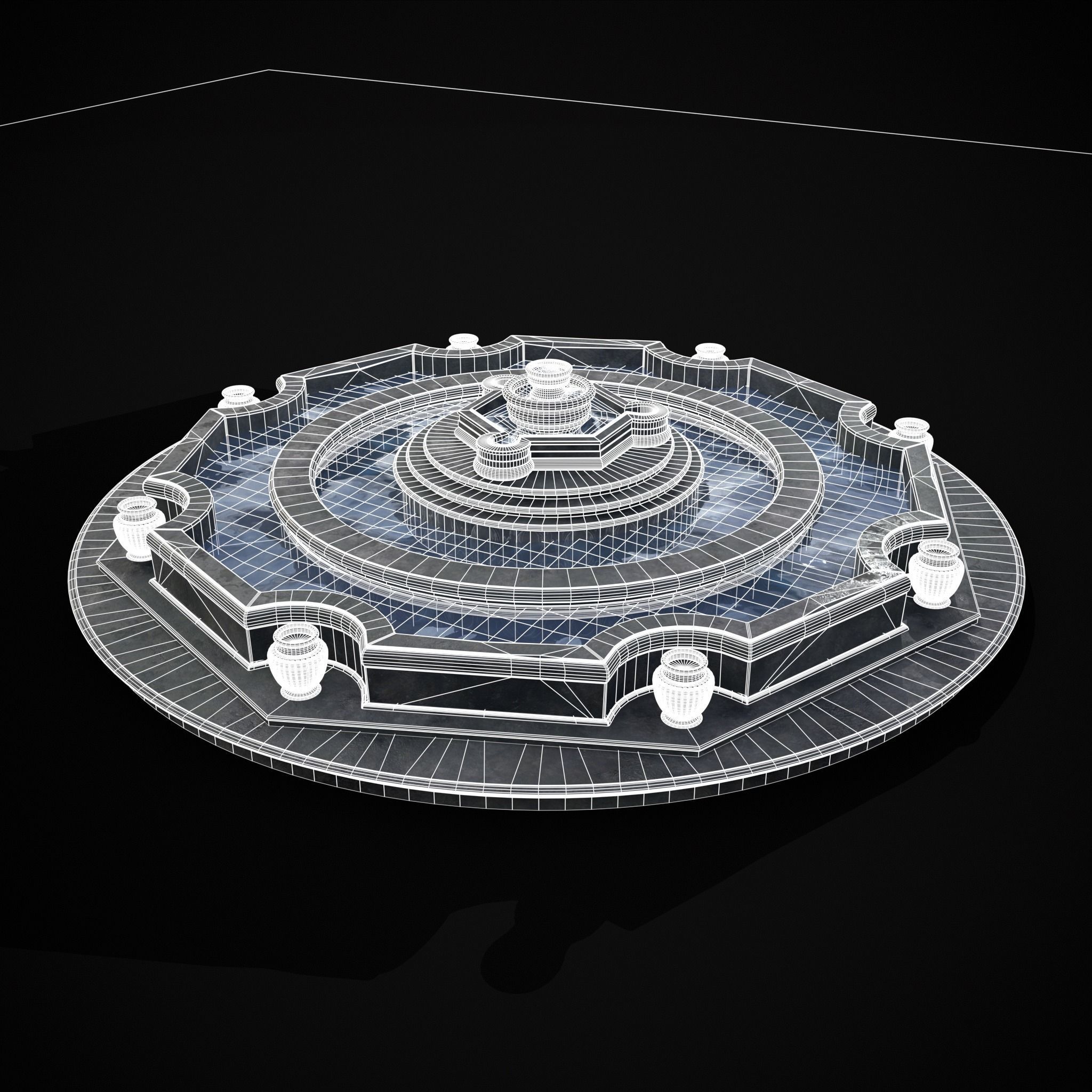 Octagon Water Fountain Low-poly 3D model_2