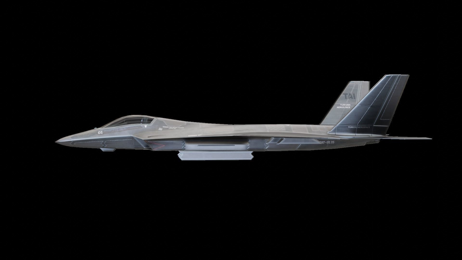 TAI TF-X Turkish stealth Fighter Low-poly 3D model_7