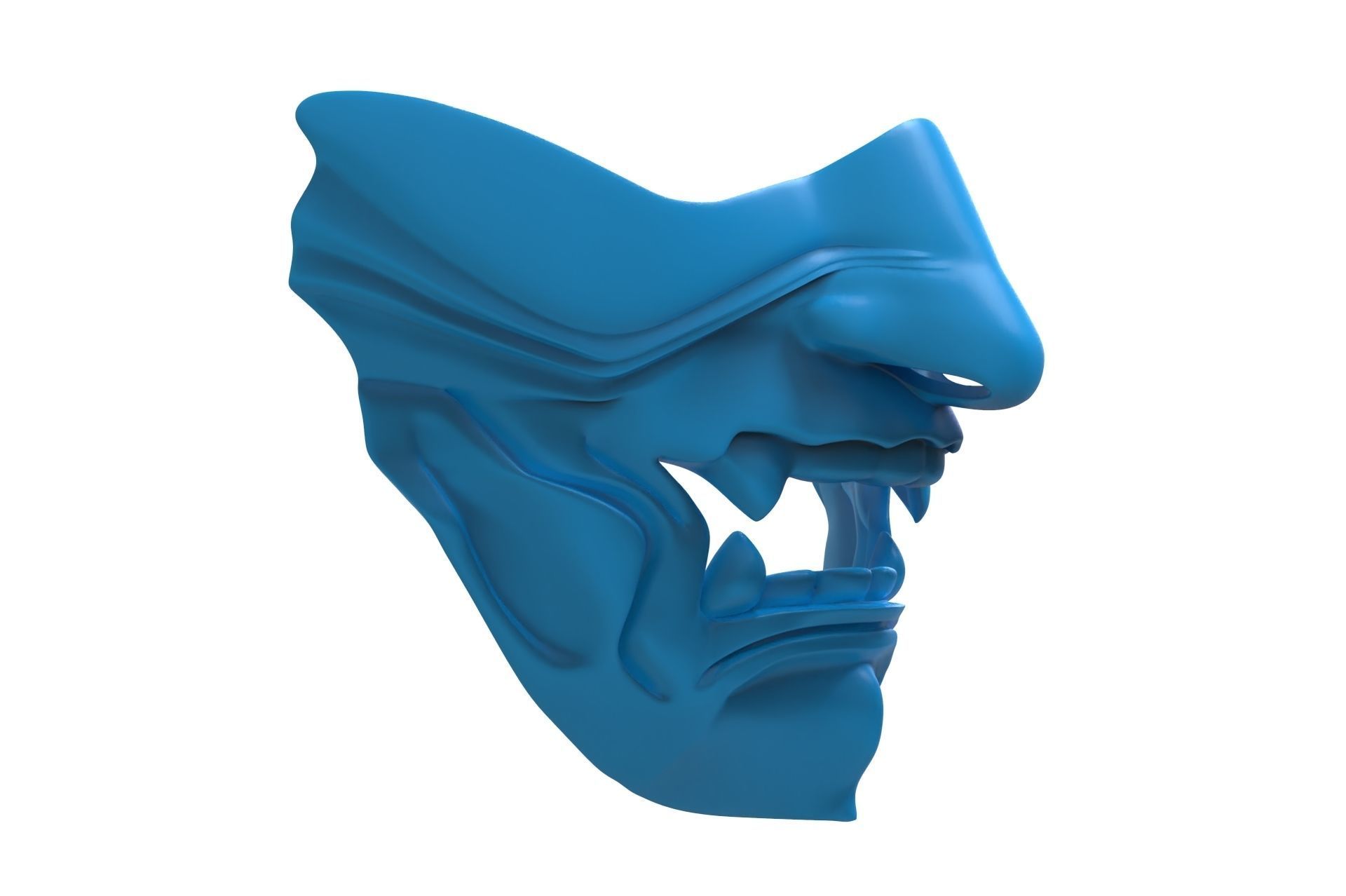 SCULPTED HALF FACE SAMURAI MEMPO MASK 3D print model_3