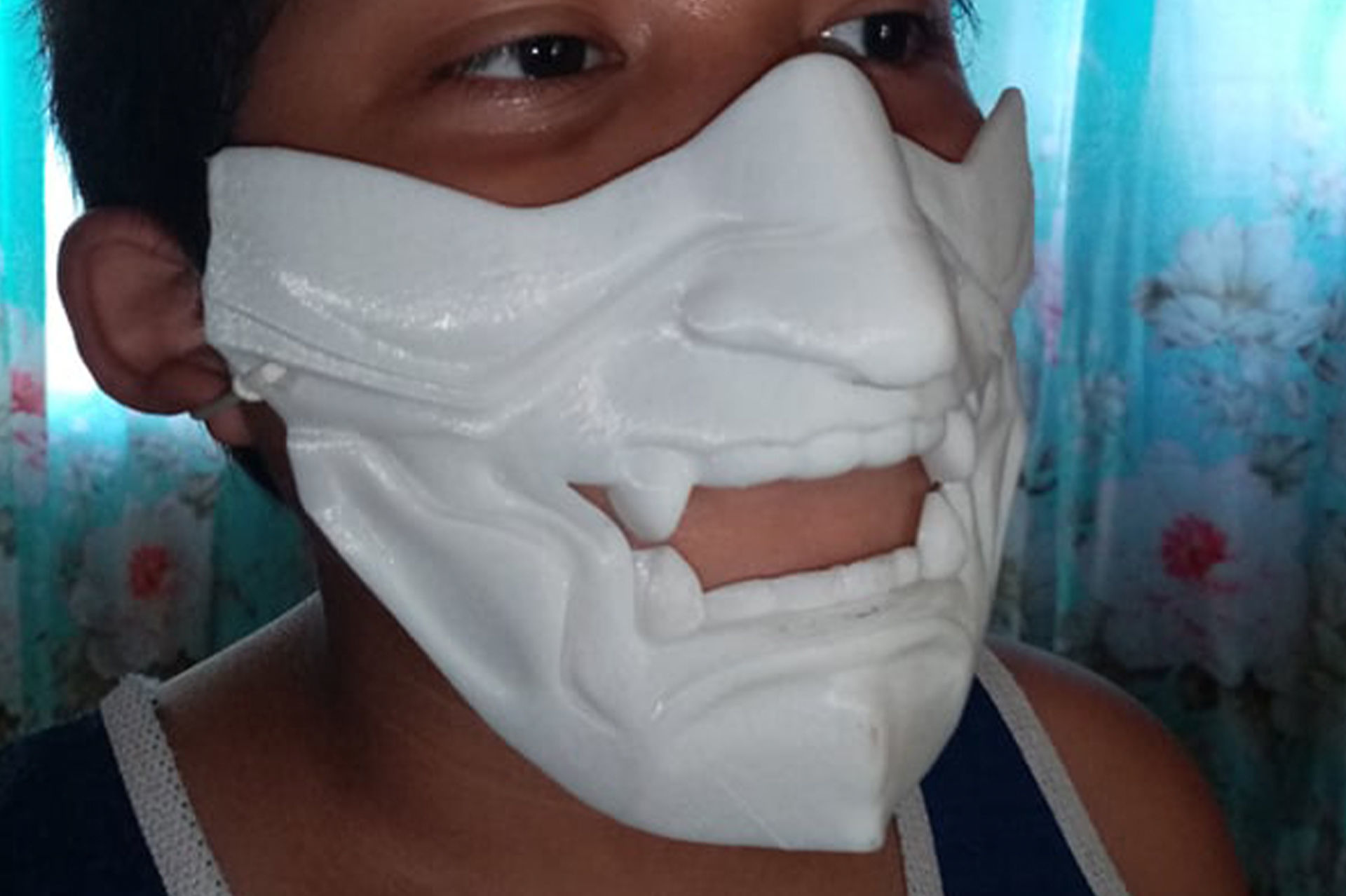 SCULPTED HALF FACE SAMURAI MEMPO MASK 3D print model_2